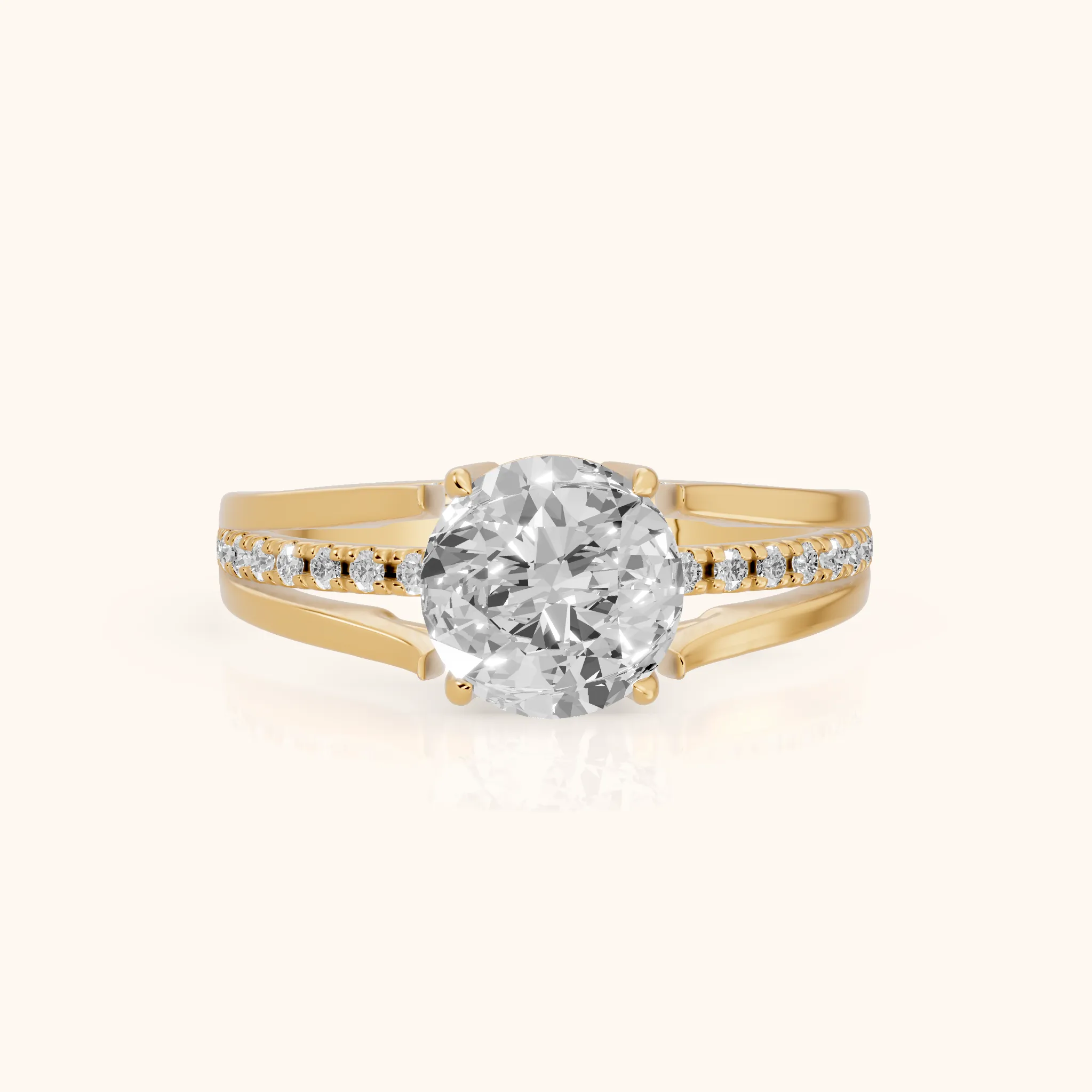 Scarlett Split Shank Pavé Round Diamond Ring in Yellow Gold — view 1