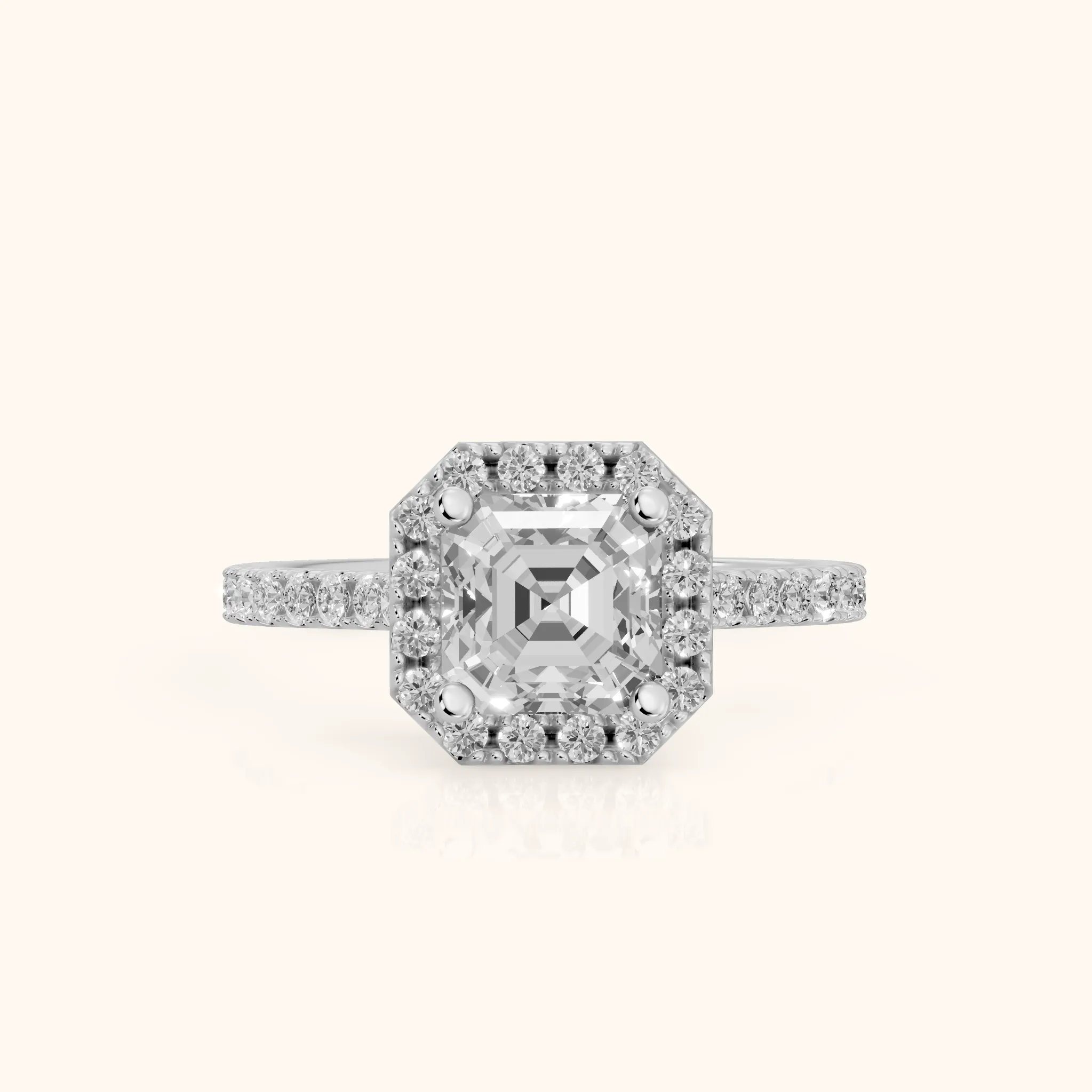 Sophie Halo Pavé Asscher Diamond Ring in Silver — view 1