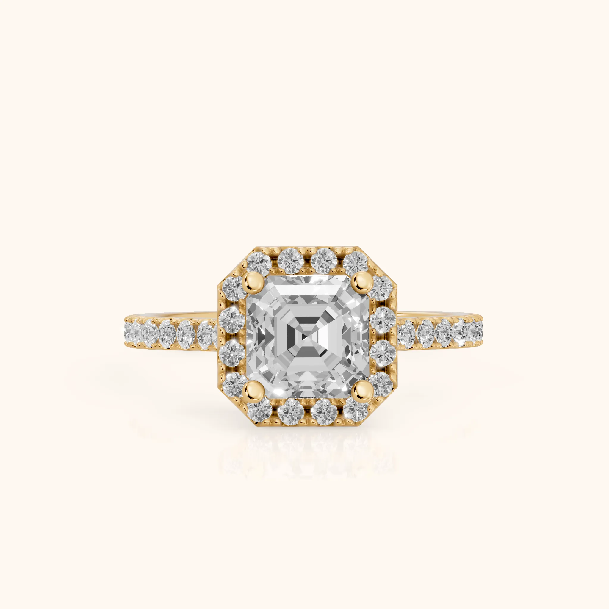 Sophie Halo Pavé Asscher Diamond Ring in Yellow Gold — view 1