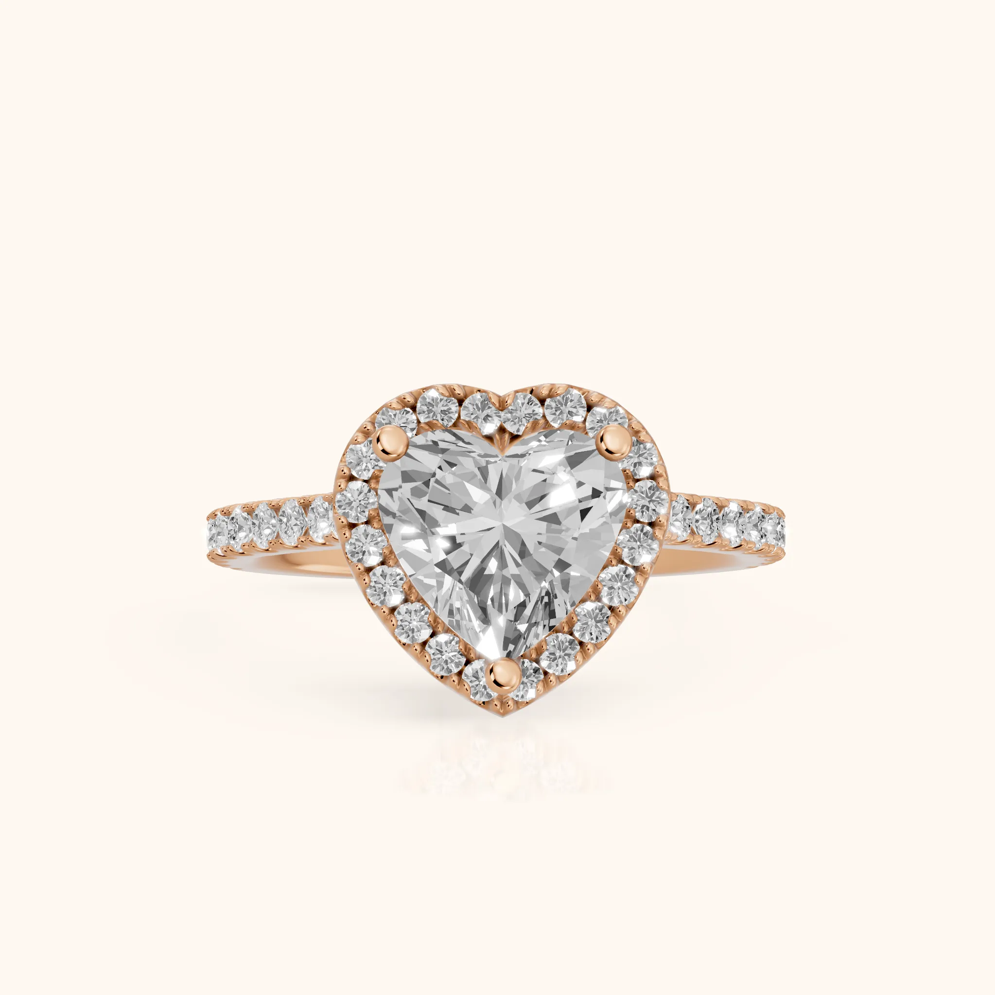 Sophie Halo Pavé Heart Diamond Ring in Rose Gold — view 1