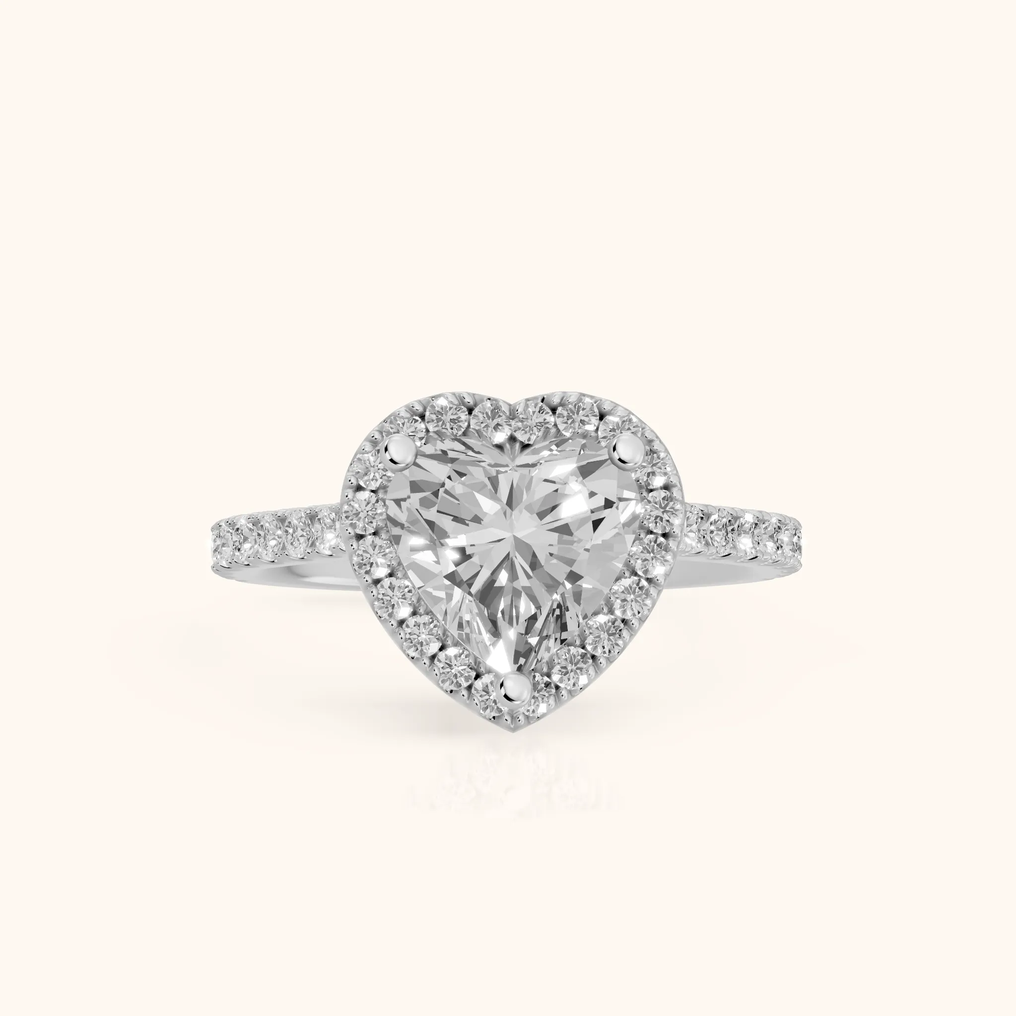 Sophie Halo Pavé Heart Diamond Ring in Silver — view 1