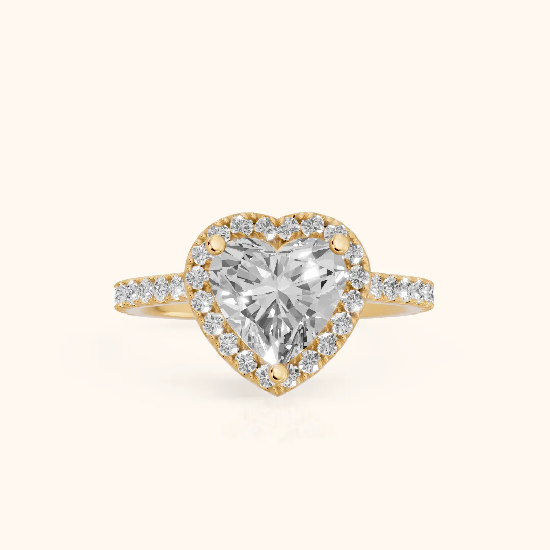 Sophie Halo Pavé Heart Diamond Ring in Yellow Gold — view 2