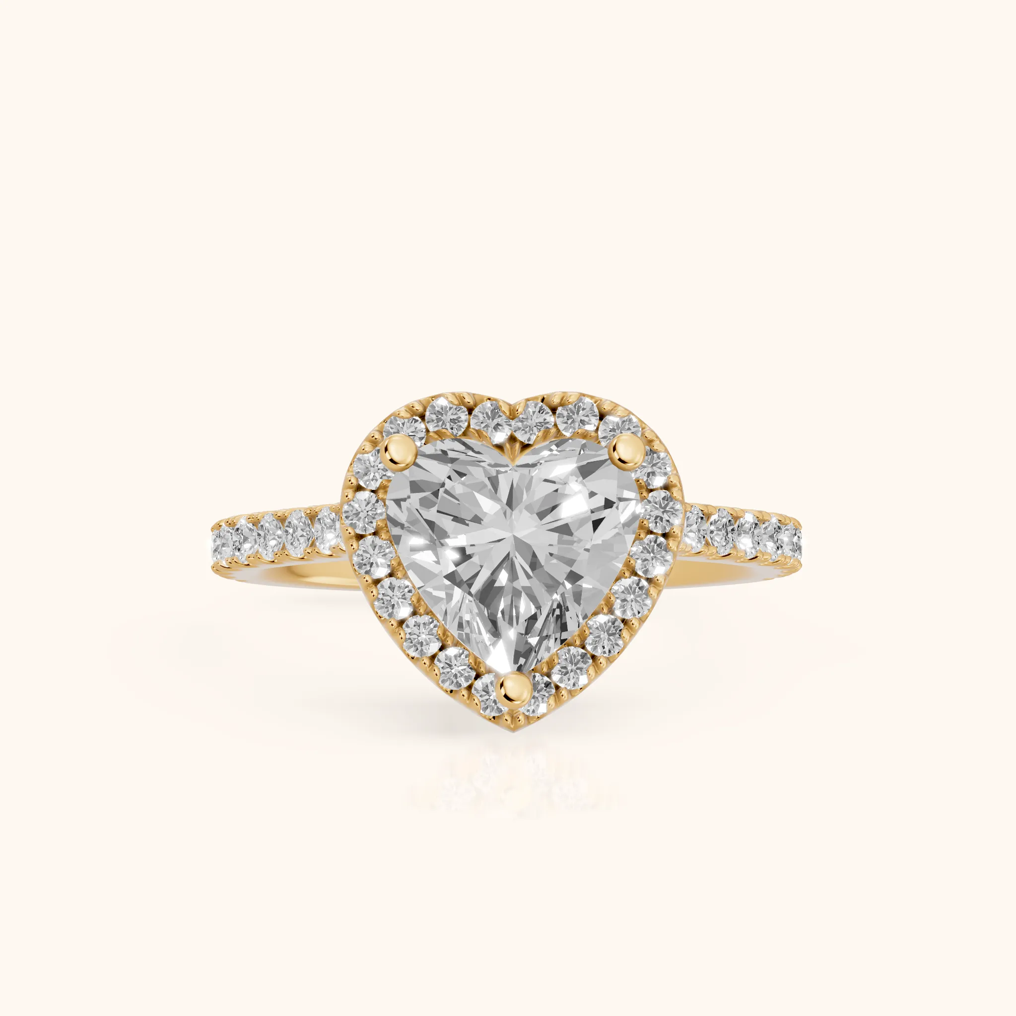 Sophie Halo Pavé Heart Diamond Ring in Yellow Gold — view 1