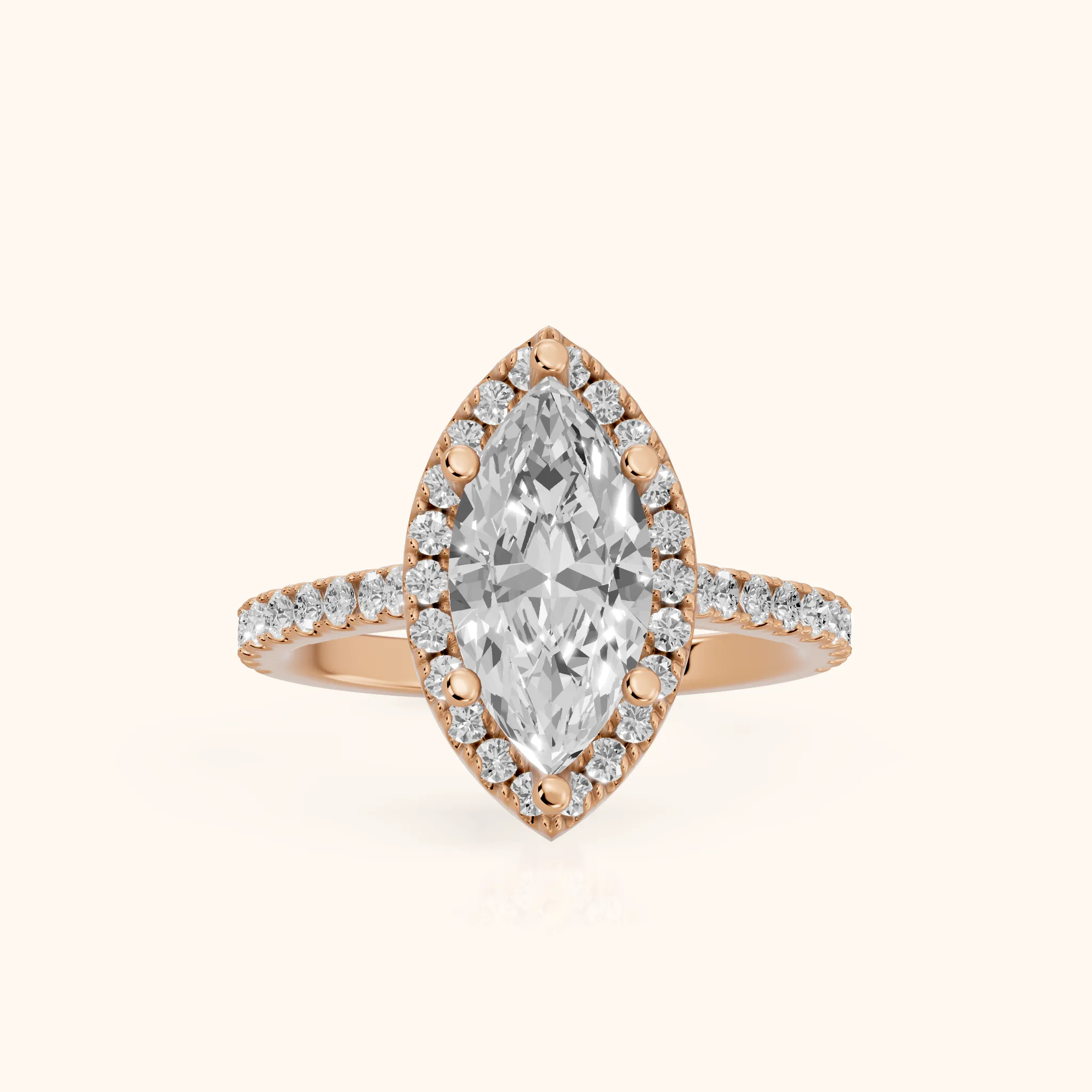 Sophie Halo Pavé Marquise Diamond Ring in Rose Gold — view 1