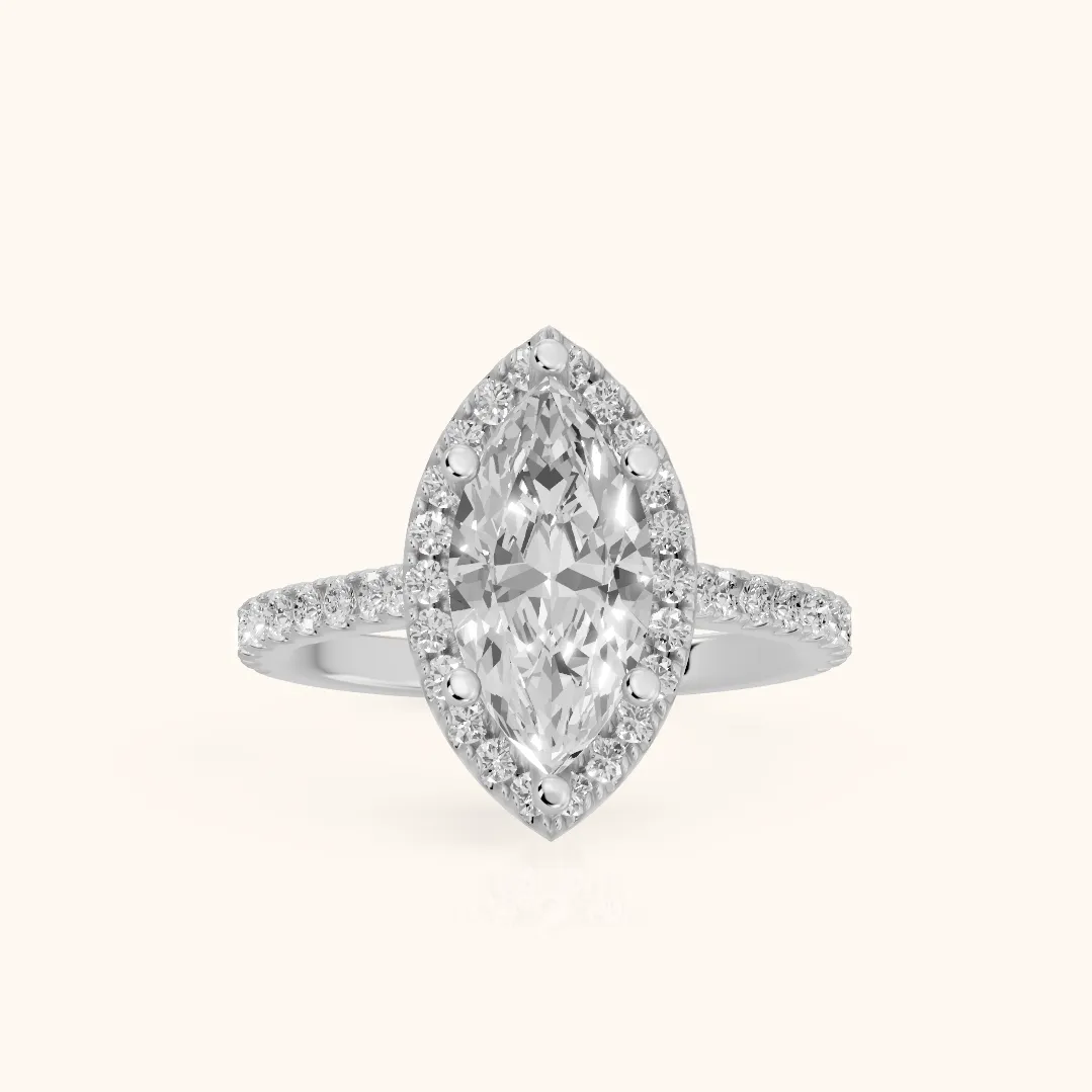 Sophie Halo Pavé Marquise Diamond Ring in Silver — view 2