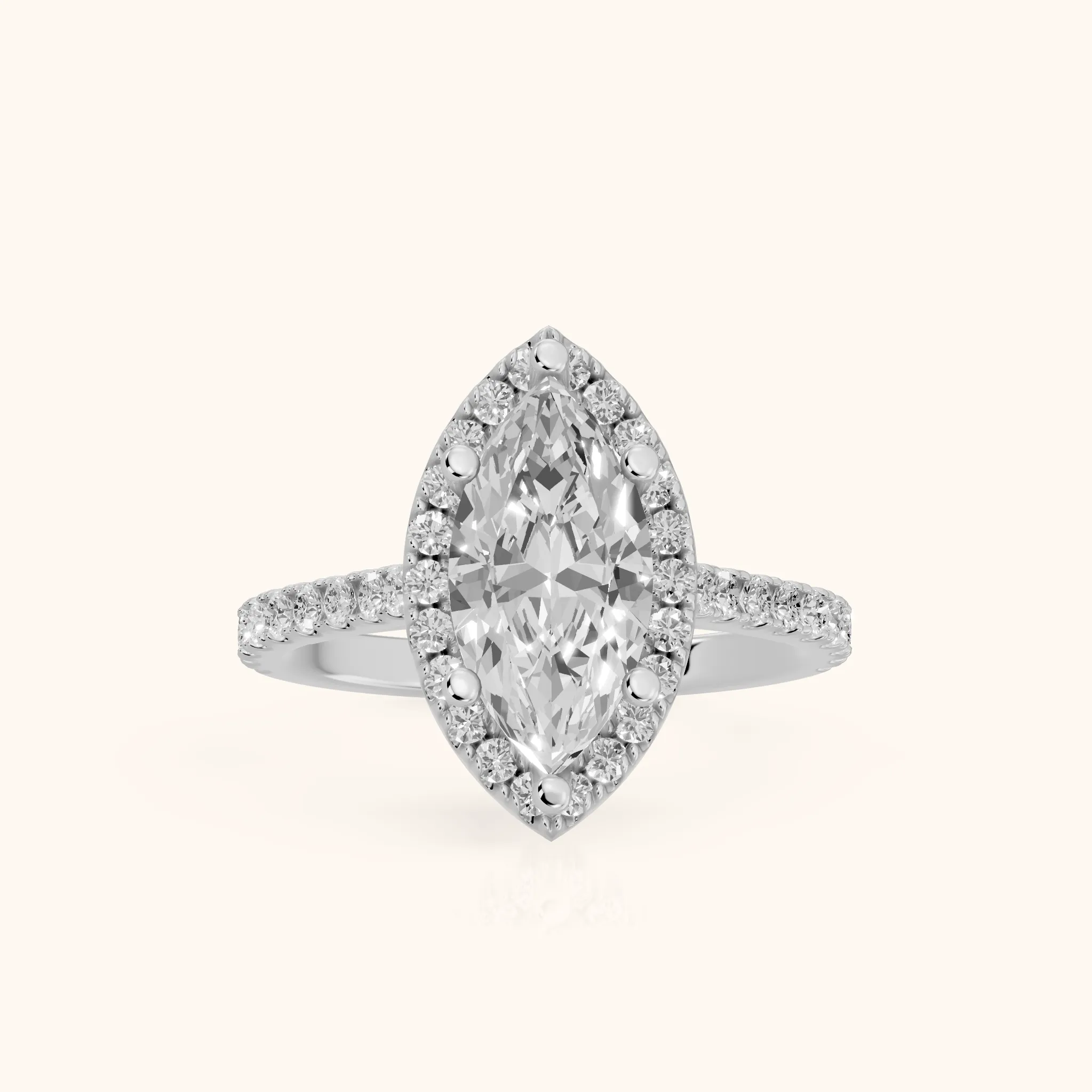 Sophie Halo Pavé Marquise Diamond Ring in Silver — view 1