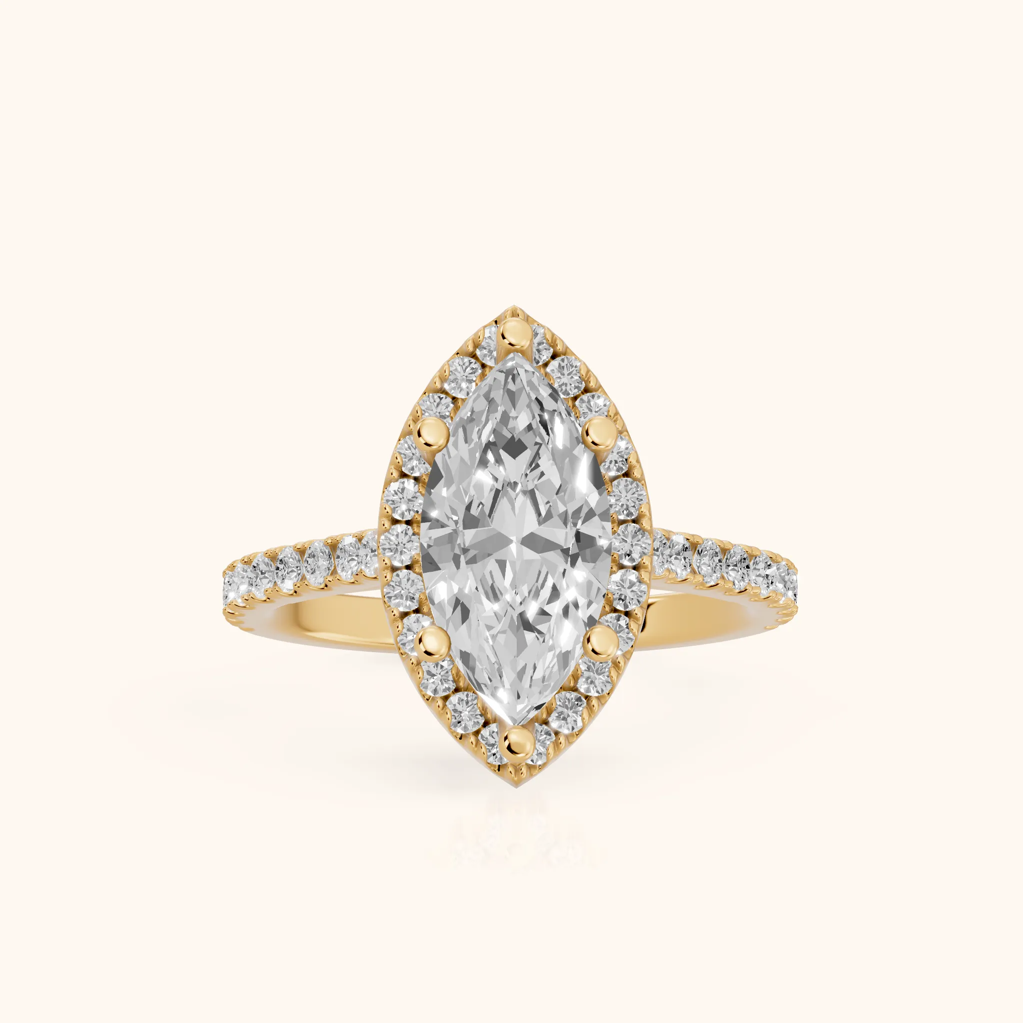 Sophie Halo Pavé Marquise Diamond Ring in Yellow Gold — view 1