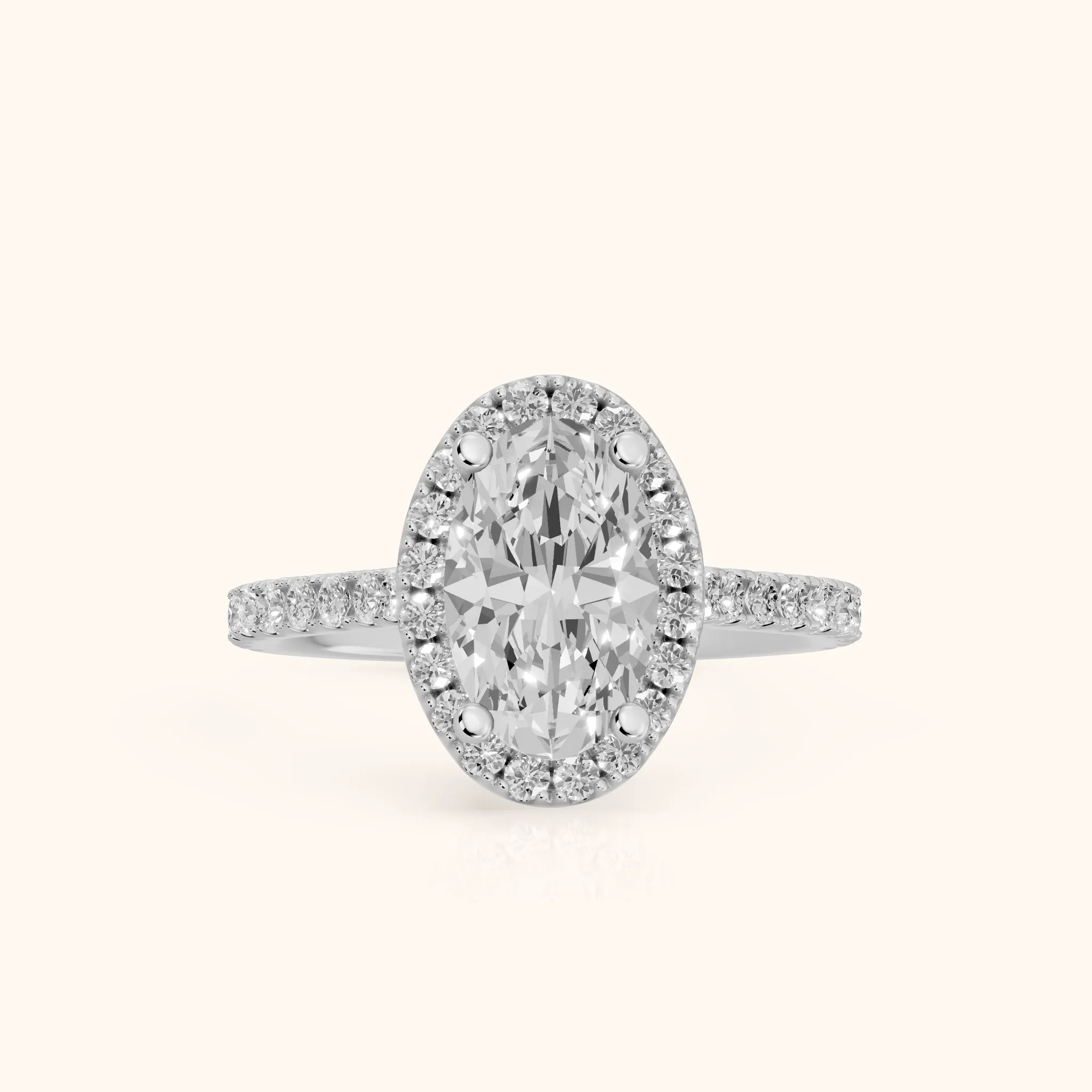 Sophie Halo Pavé Oval Diamond Ring in Silver — view 1