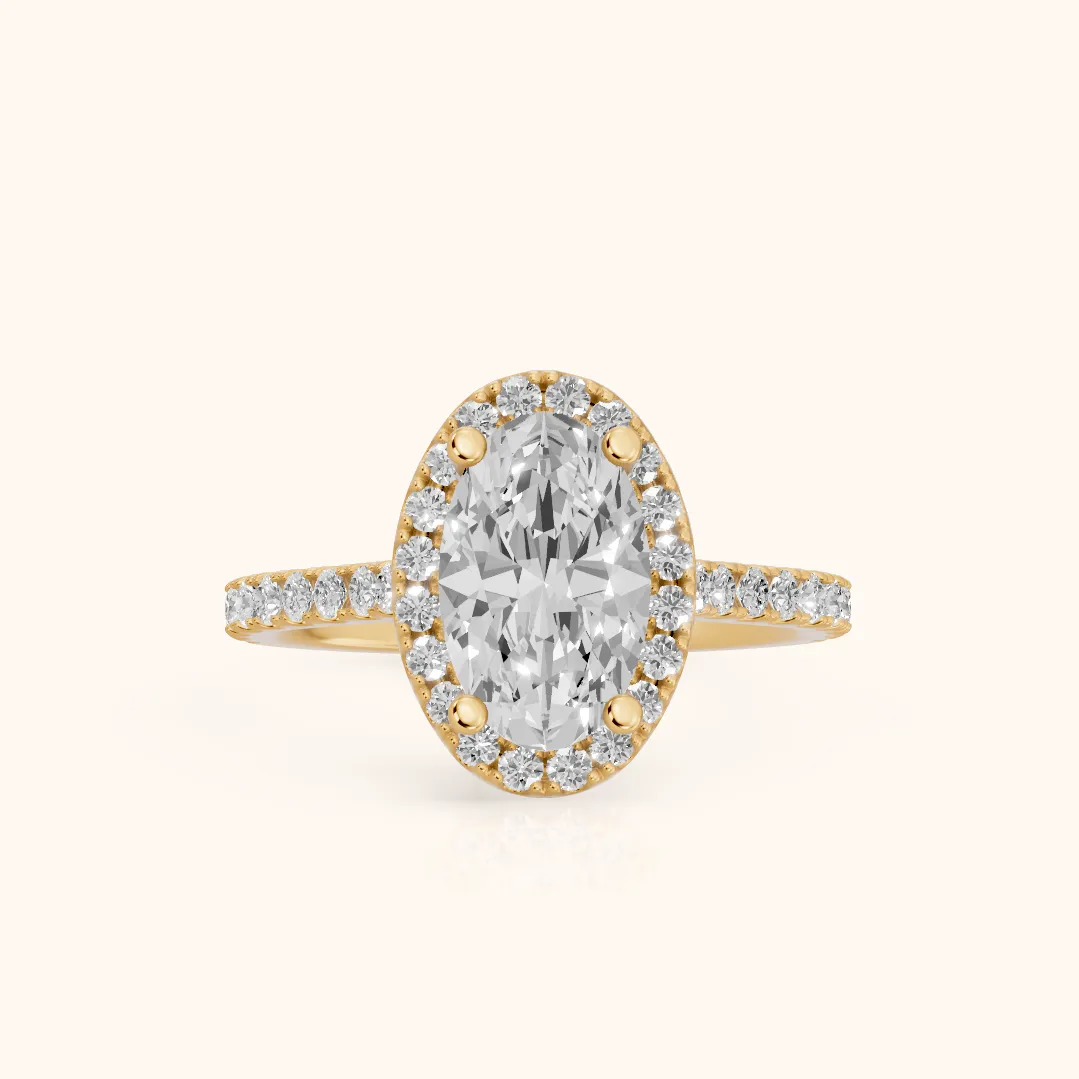 Sophie Halo Pavé Oval Diamond Ring in Yellow Gold — view 2