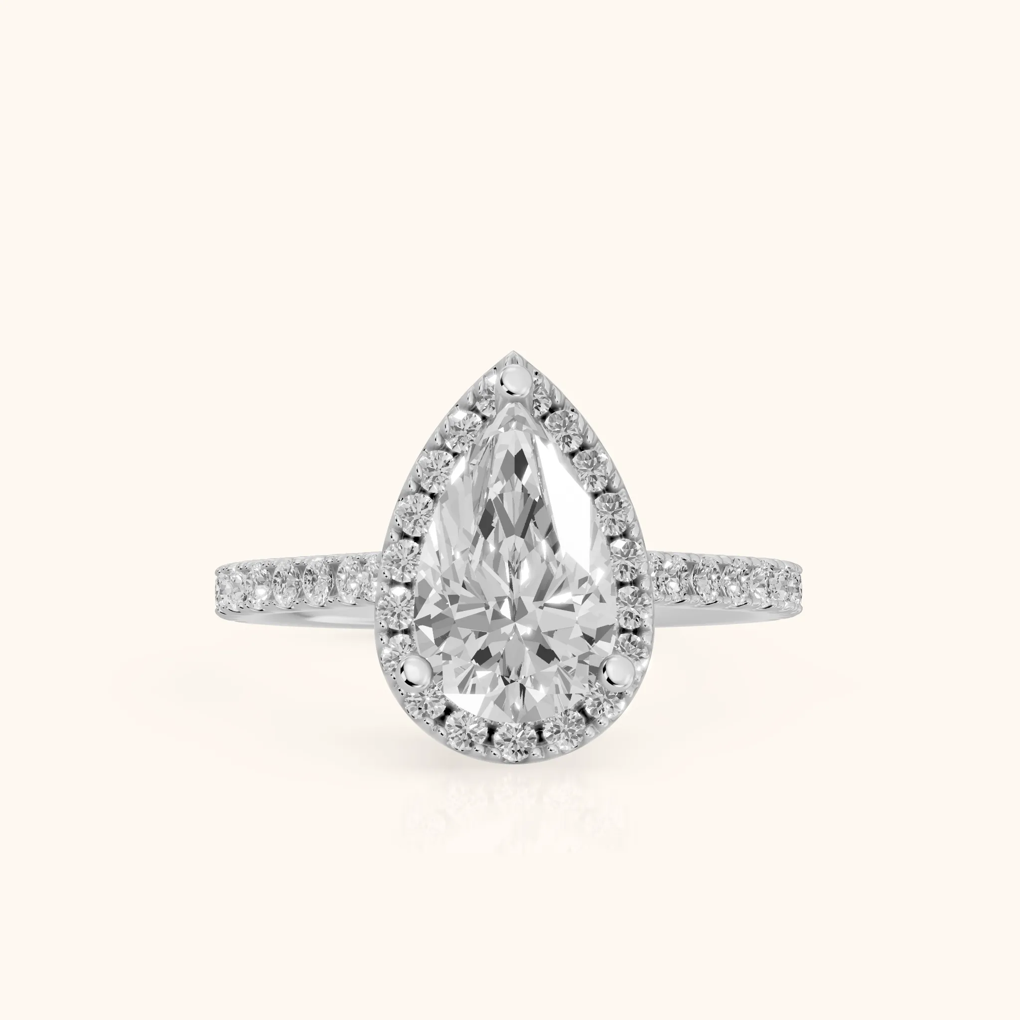 Sophie Halo Pavé Pear Diamond Ring in Silver — view 1