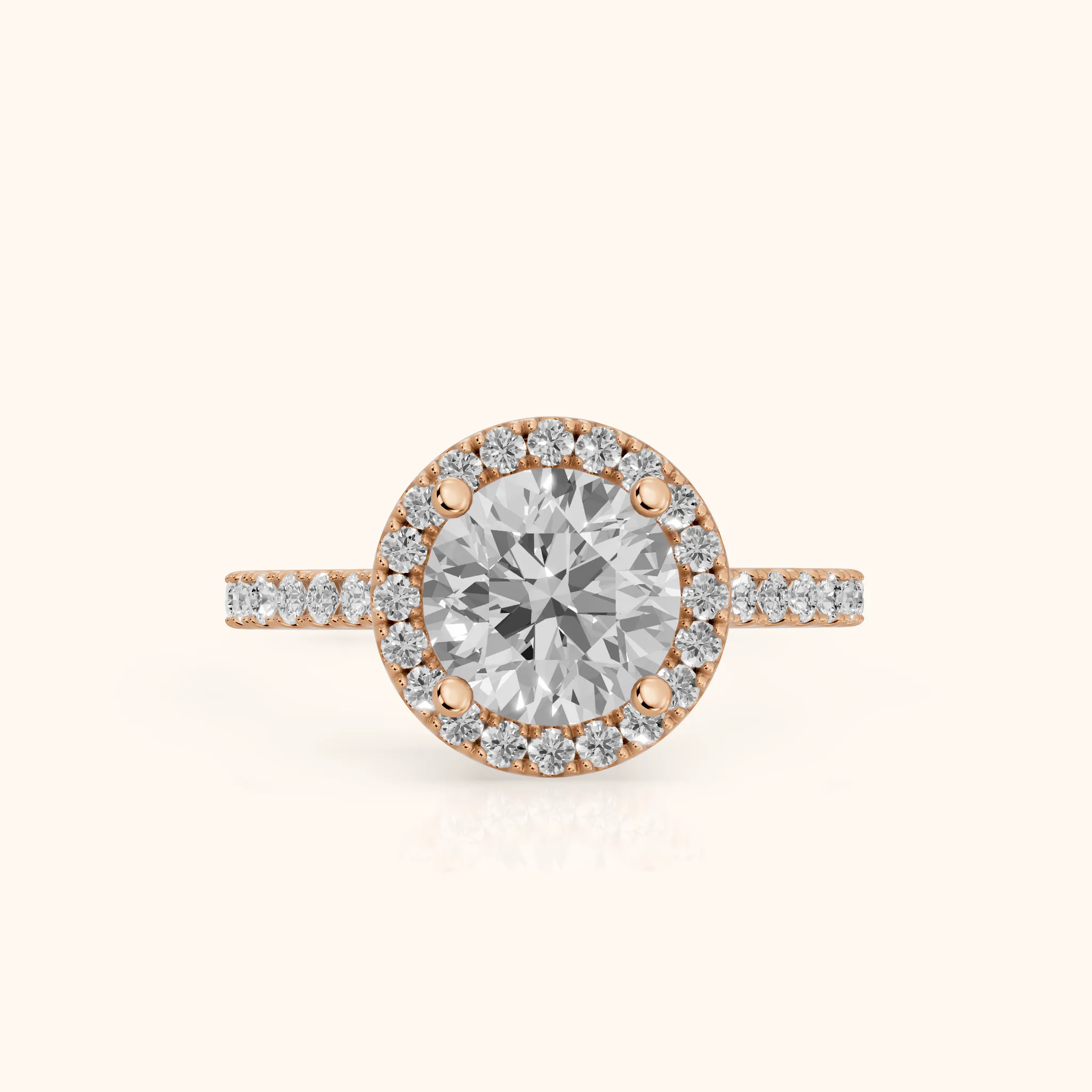 Sophie Halo Pavé Round Diamond Ring in Rose Gold — view 1
