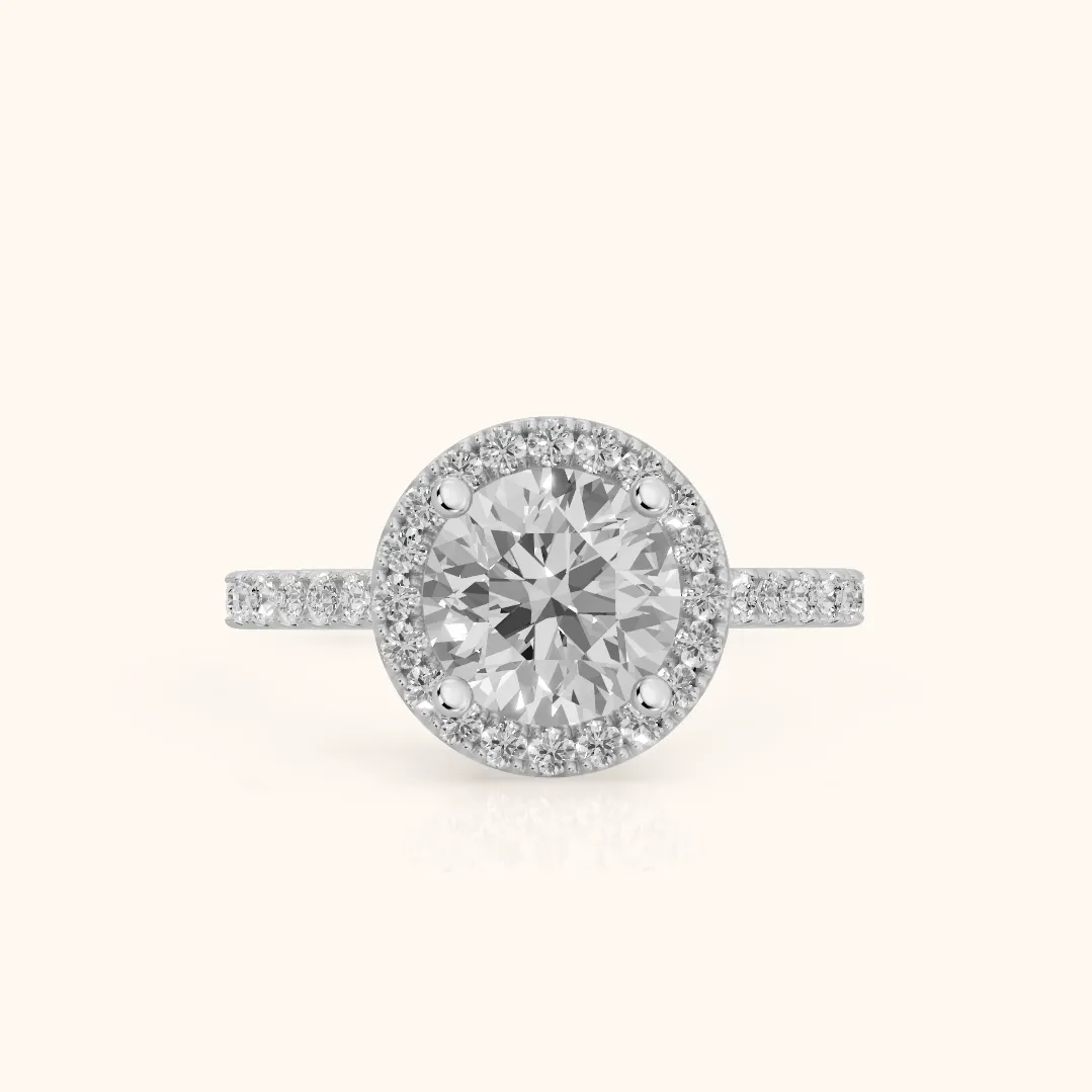 Sophie Halo Pavé Round Diamond Ring in Silver — view 2