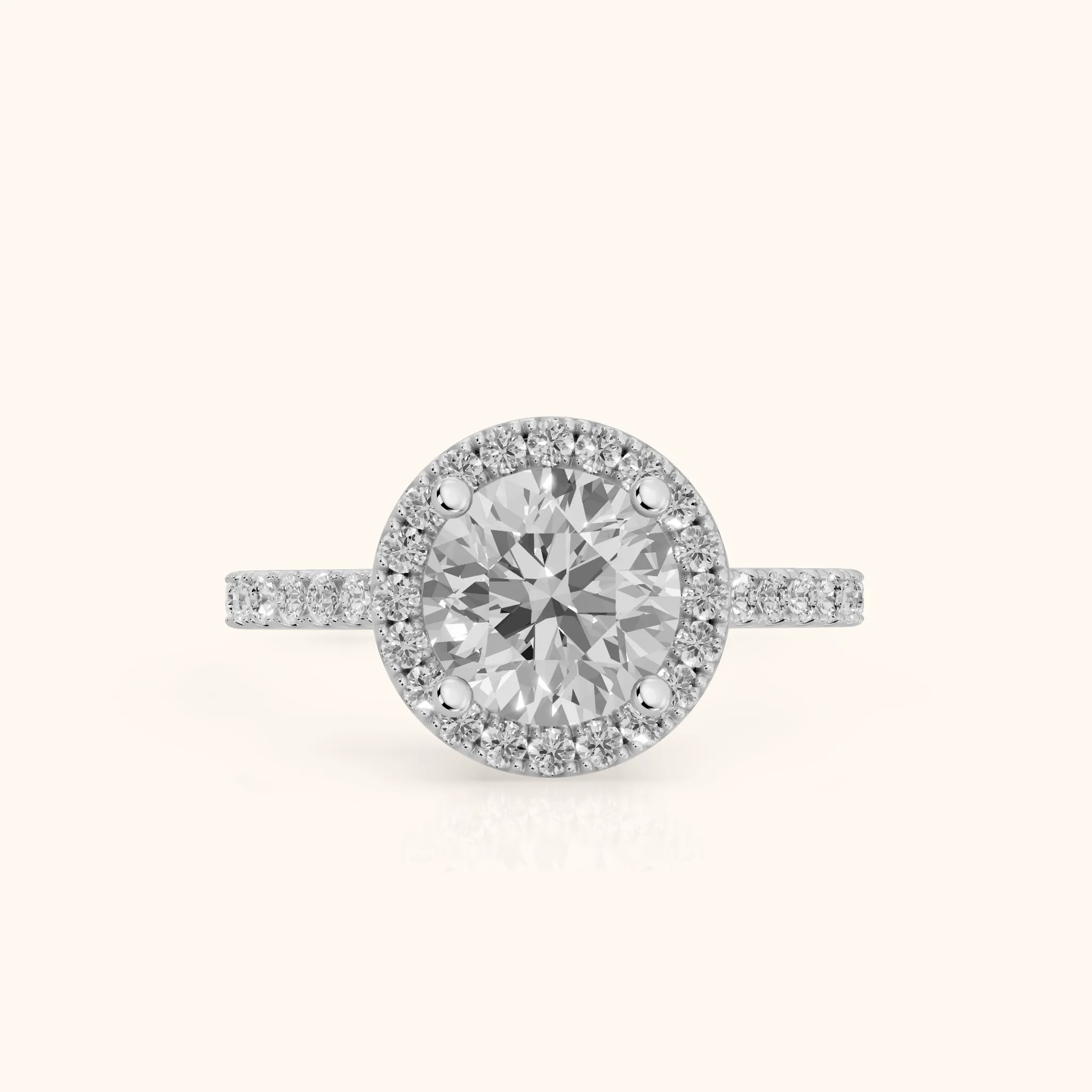 Sophie Halo Pavé Round Diamond Ring in Silver — view 1