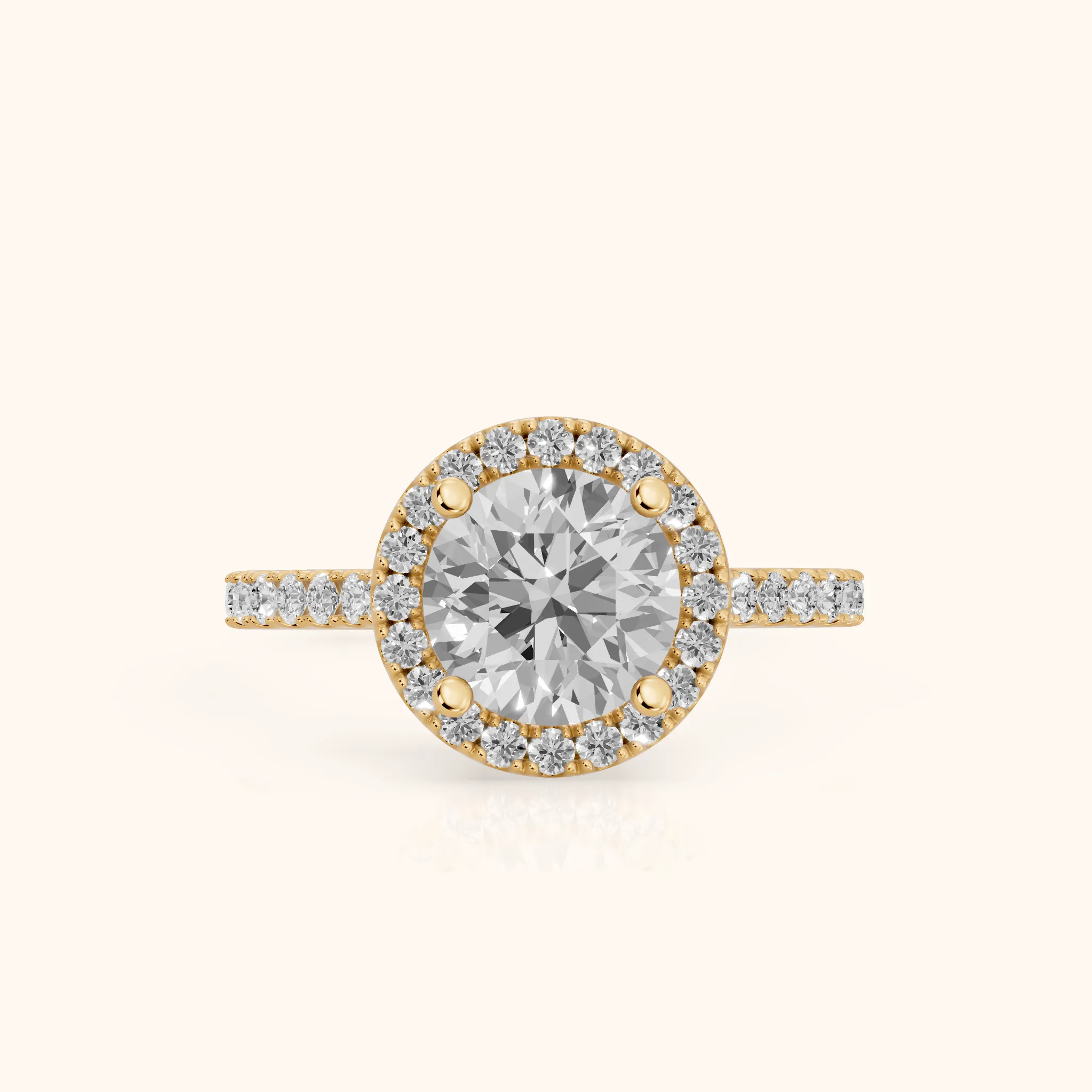 Sophie Halo Pavé Round Diamond Ring in Yellow Gold — view 1
