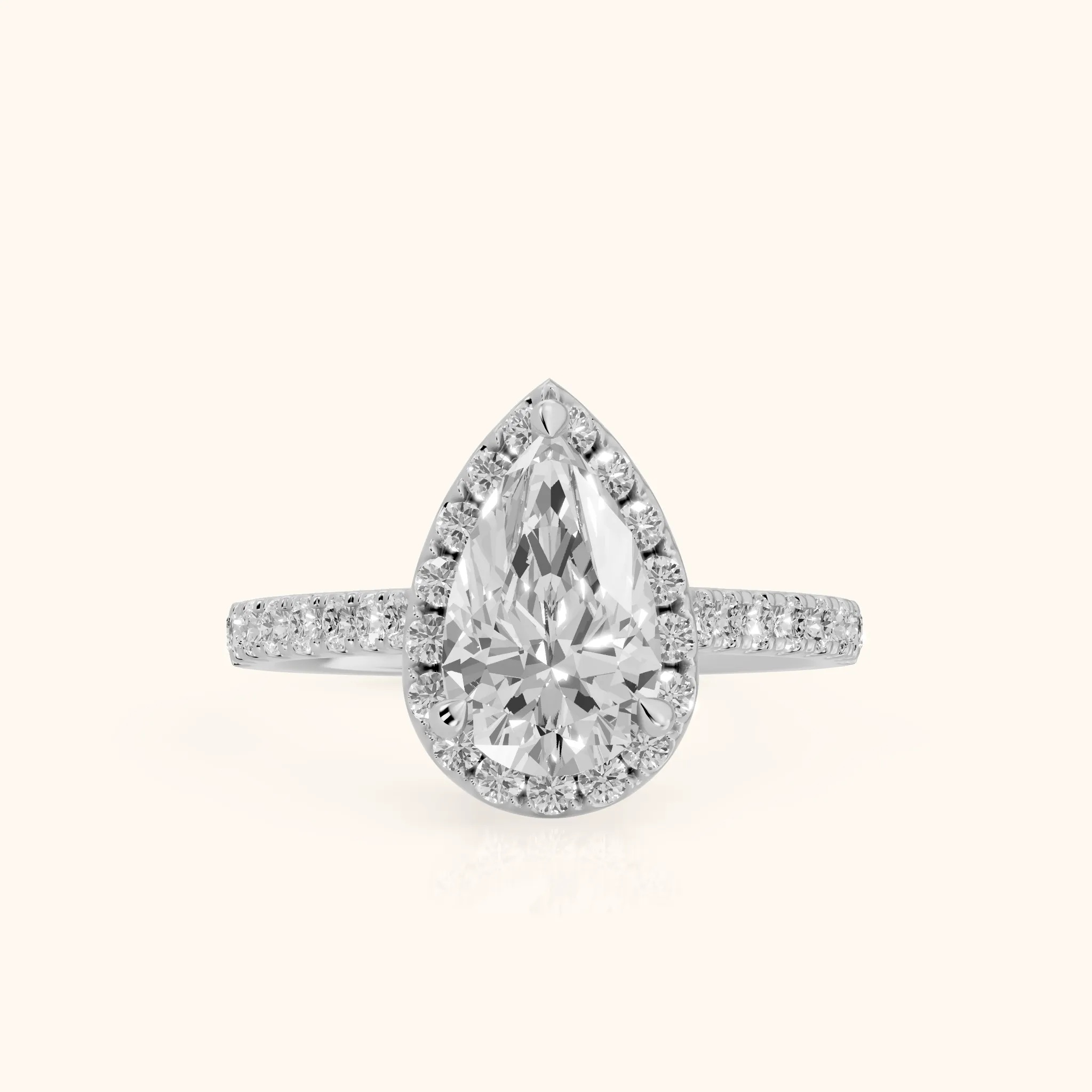 Amara Halo Claw Prong Pear Diamond Ring in Silver — view 1