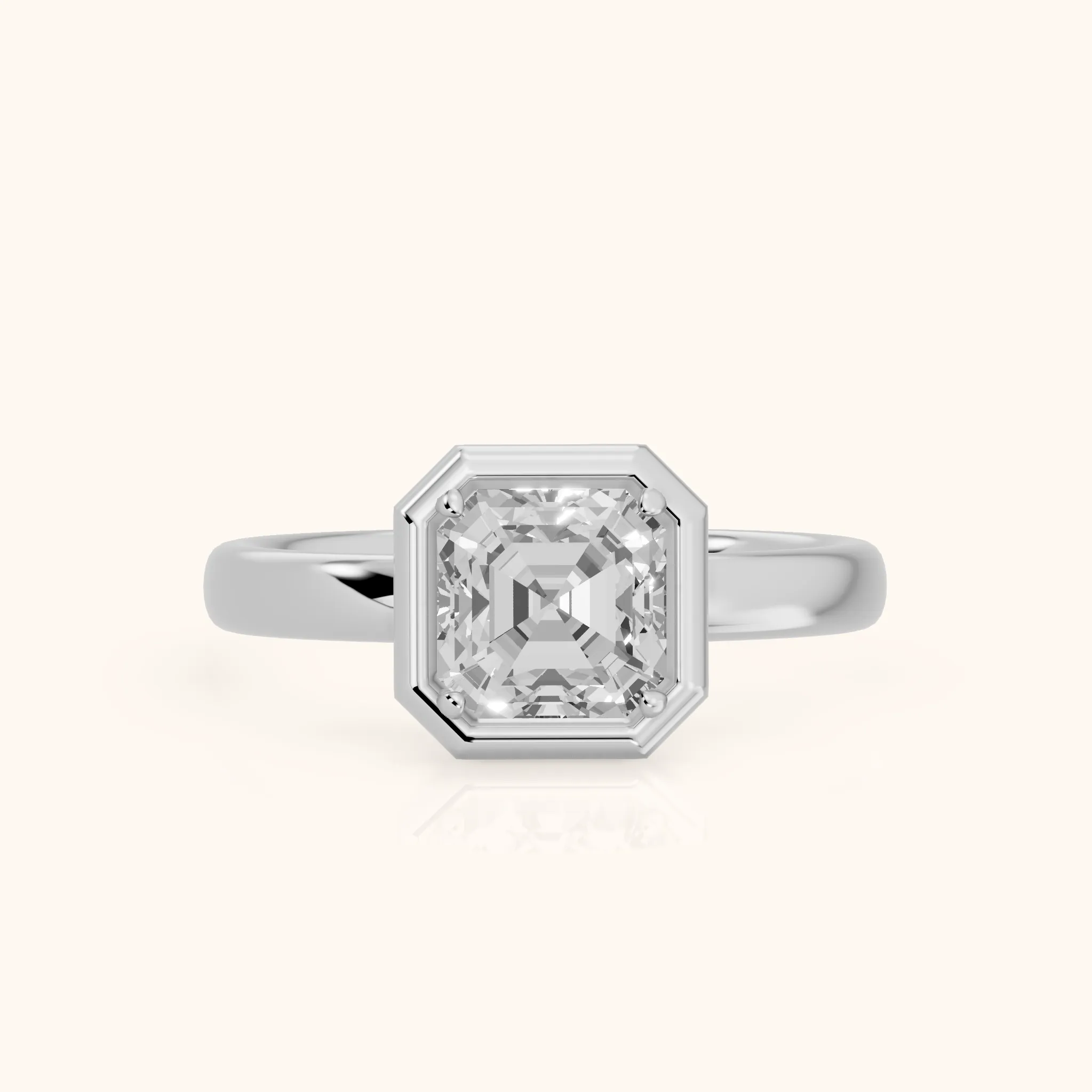 Alina Bezel Solitaire Asscher Diamond Ring in Platinum — view 1