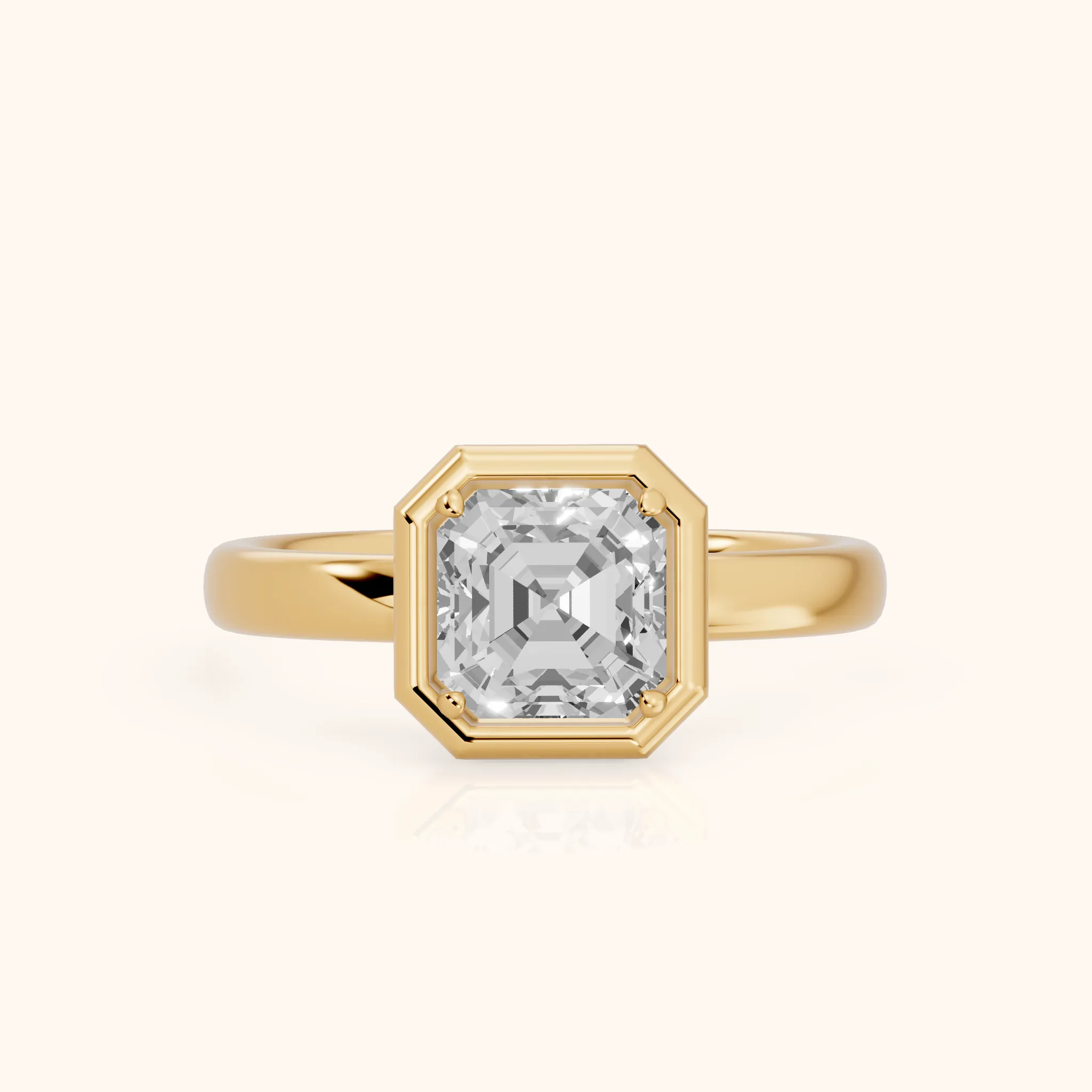 Alina Bezel Solitaire Asscher Diamond Ring in Yellow Gold — view 1
