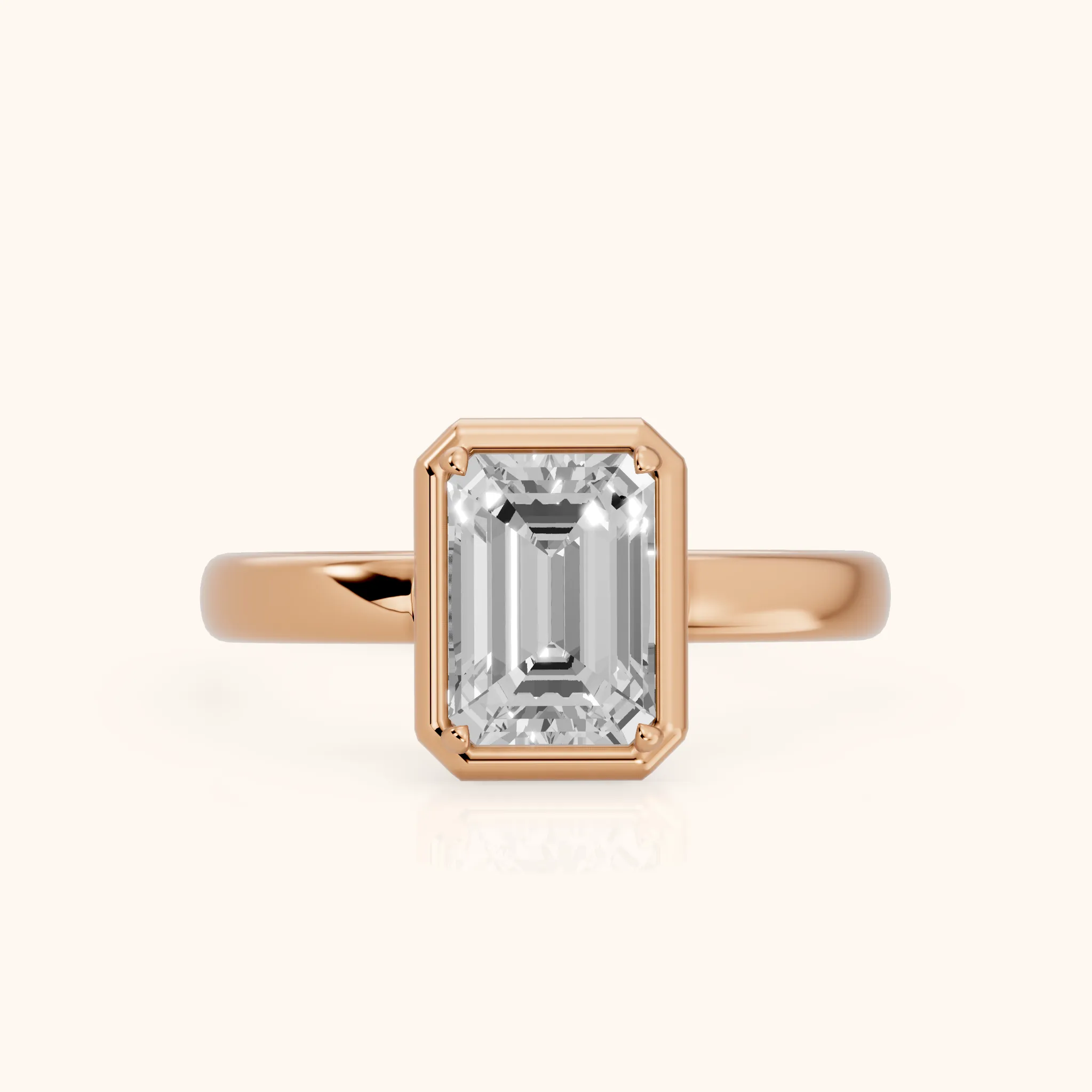 Alina Bezel Solitaire Emerald Diamond Ring in Rose Gold — view 1