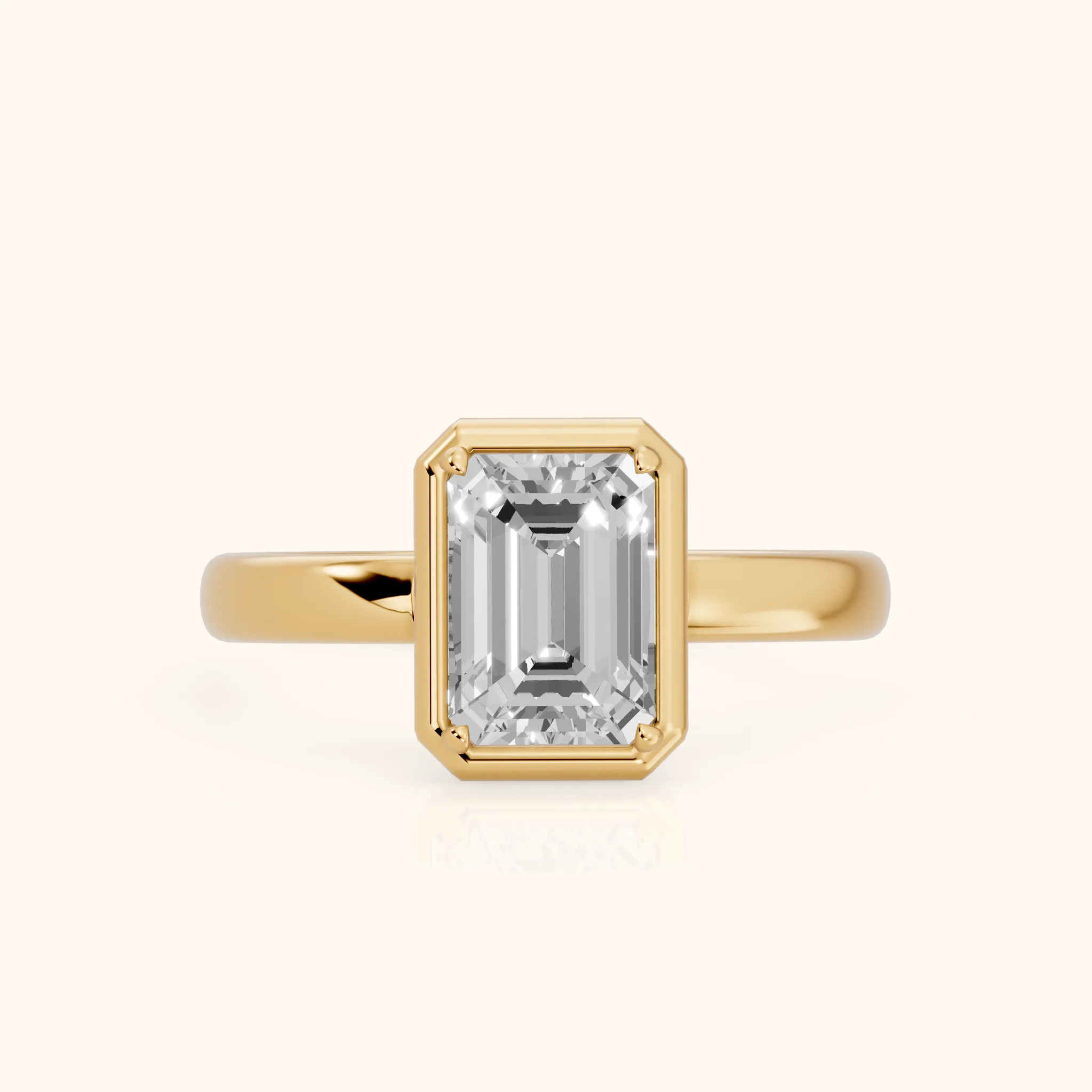 Alina Bezel Solitaire Emerald Diamond Ring in Yellow Gold — view 1