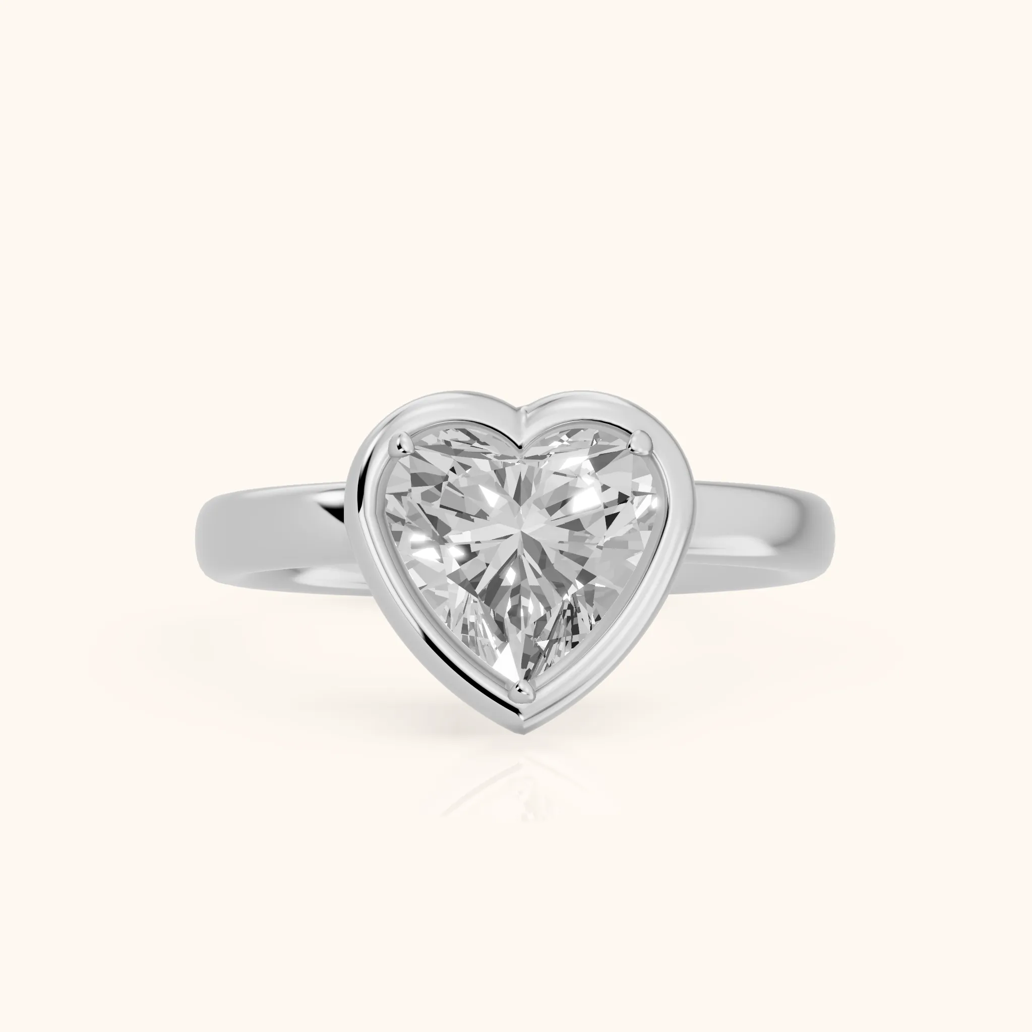 Alina Bezel Solitaire Heart Diamond Ring in White Gold — view 1