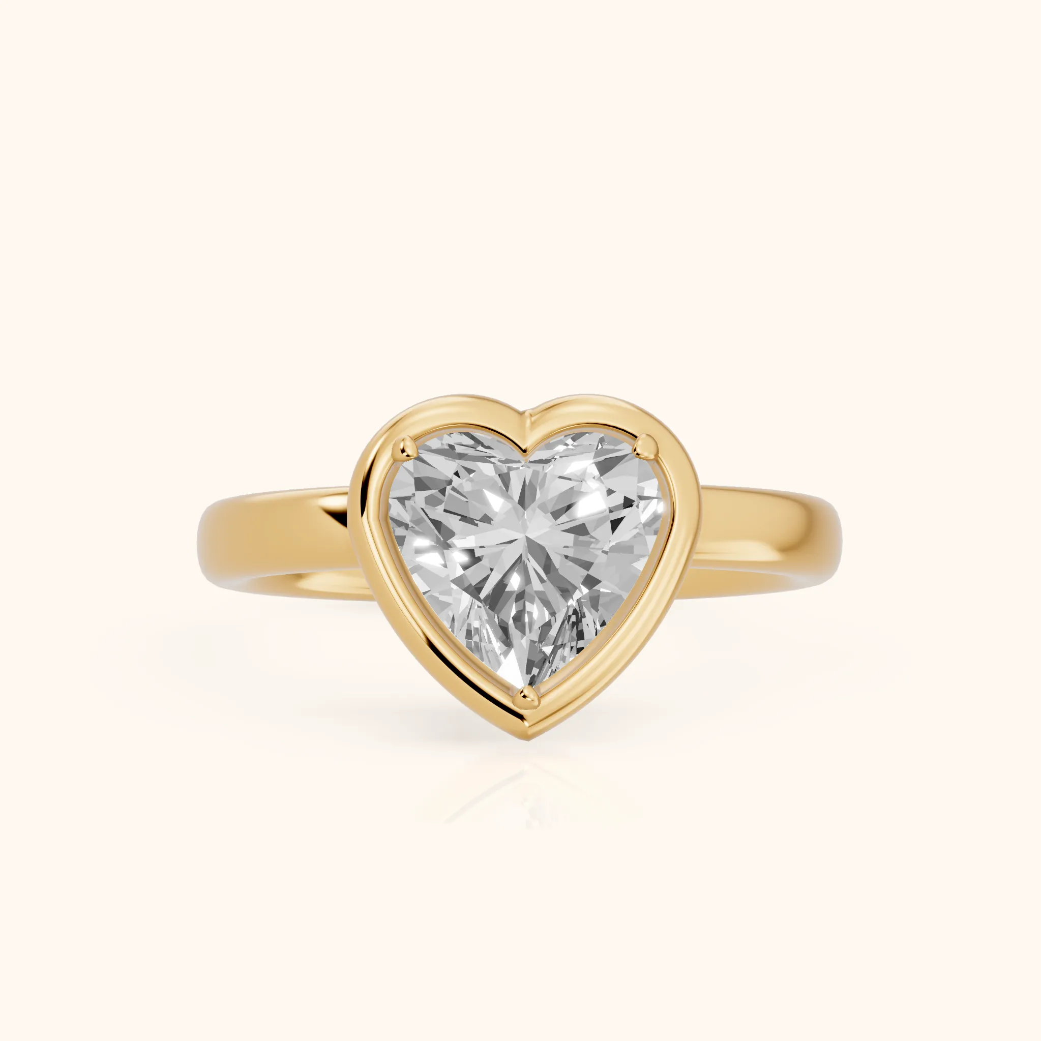 Alina Bezel Solitaire Heart Diamond Ring in Yellow Gold — view 1