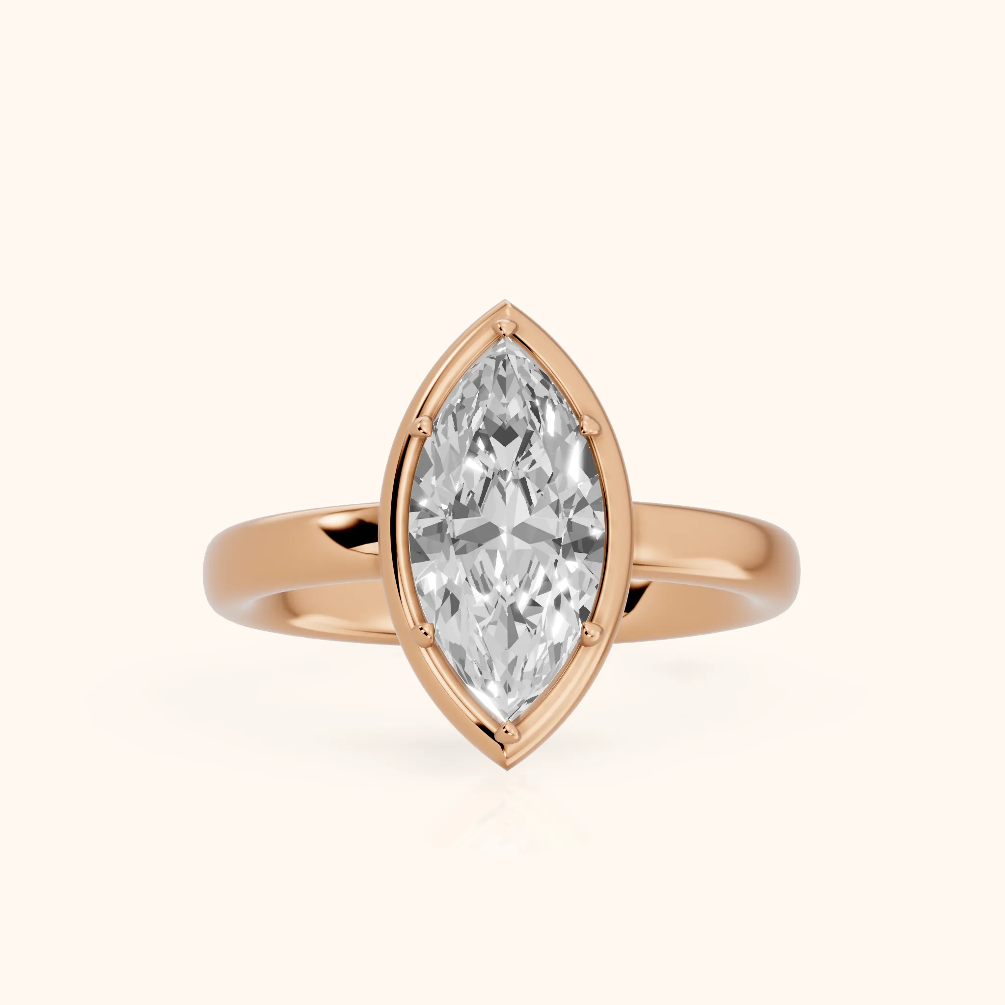 Alina Bezel Solitaire Marquise Diamond Ring in Rose Gold — view 1