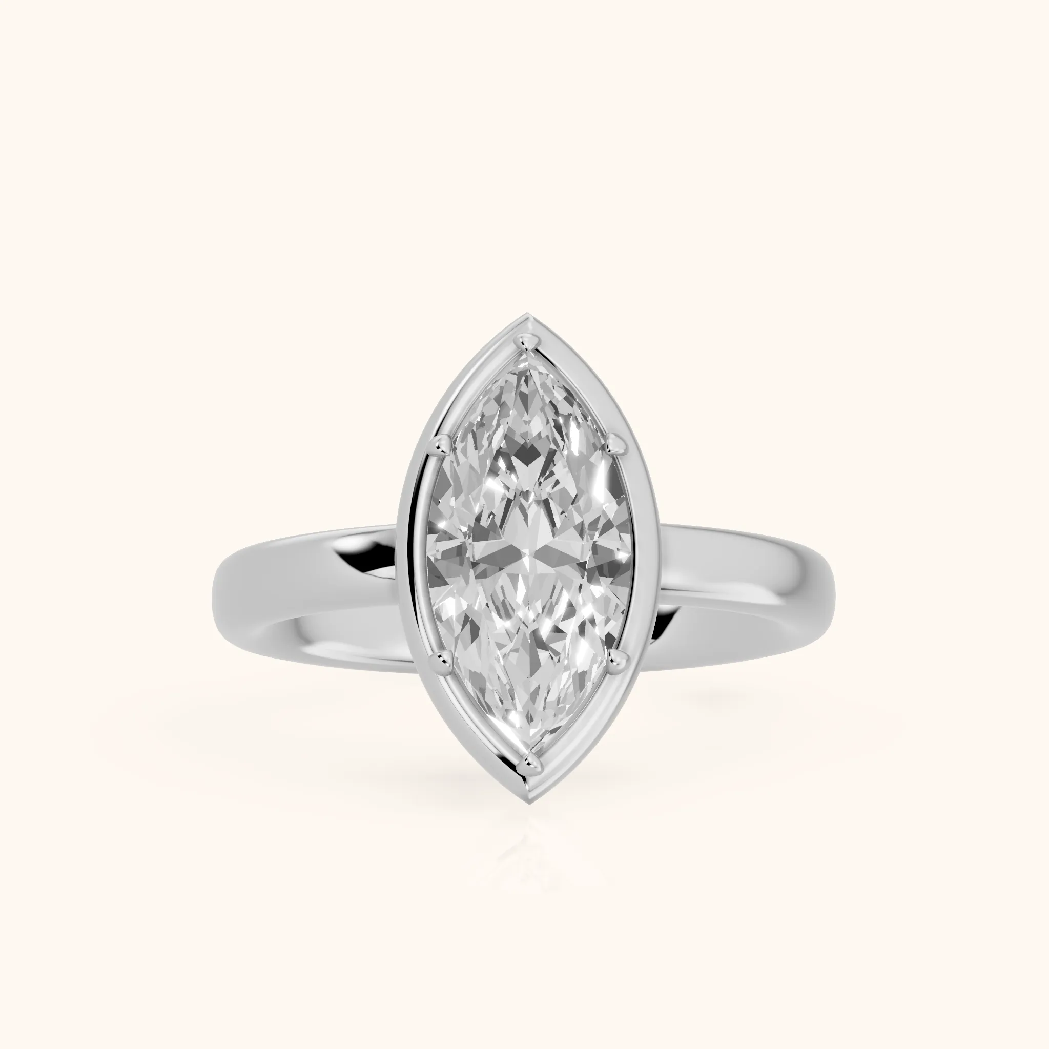 Alina Bezel Solitaire Marquise Diamond Ring in Silver — view 1