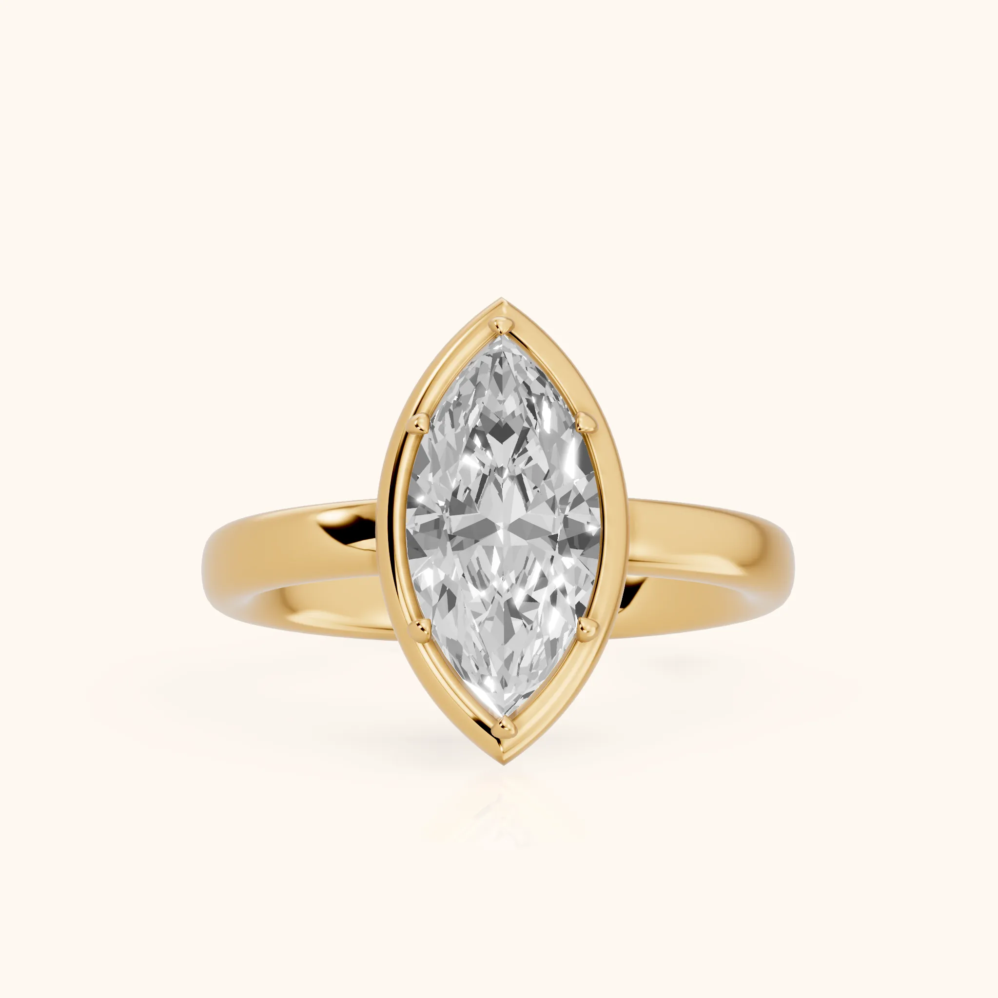 Alina Bezel Solitaire Marquise Diamond Ring in Yellow Gold — view 1