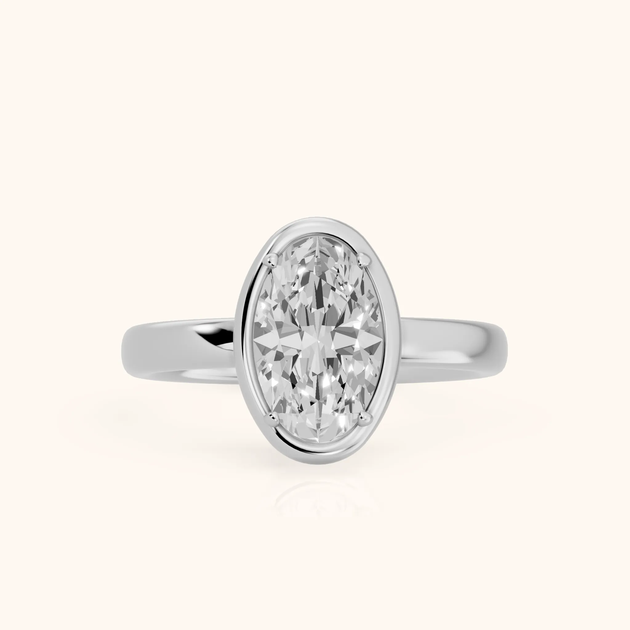 Alina Bezel Solitaire Oval Diamond Ring in Platinum — view 1