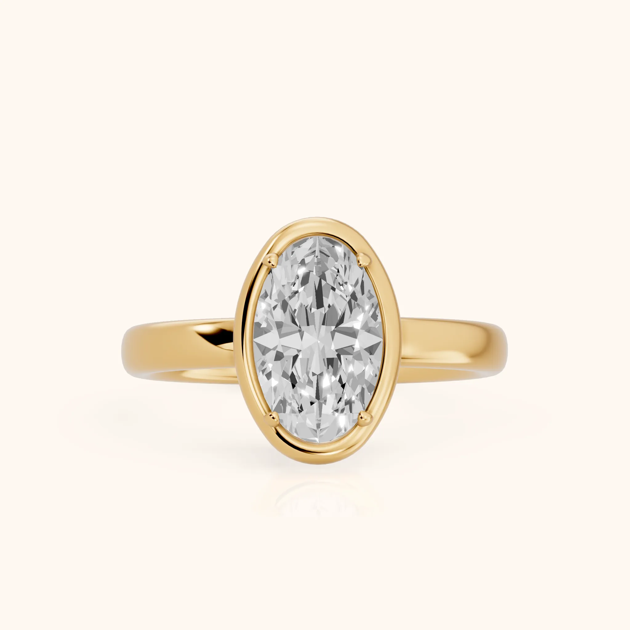 Alina Bezel Solitaire Oval Diamond Ring in Yellow Gold — view 1