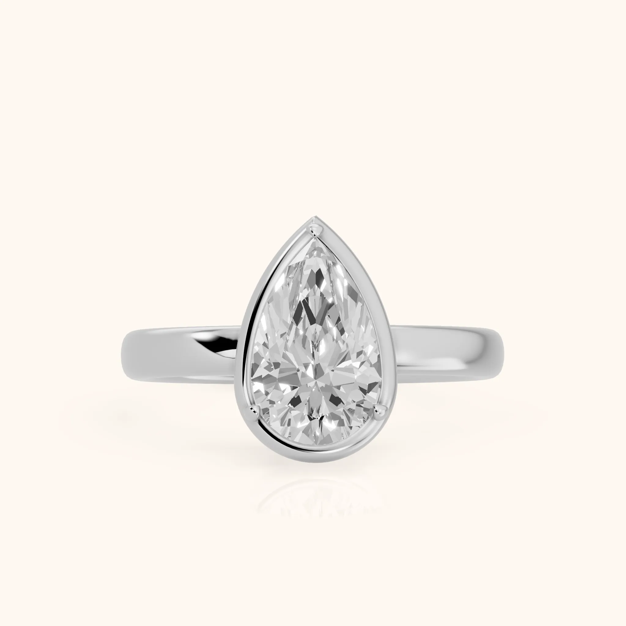 Alina Bezel Solitaire Pear Diamond Ring in Platinum — view 1