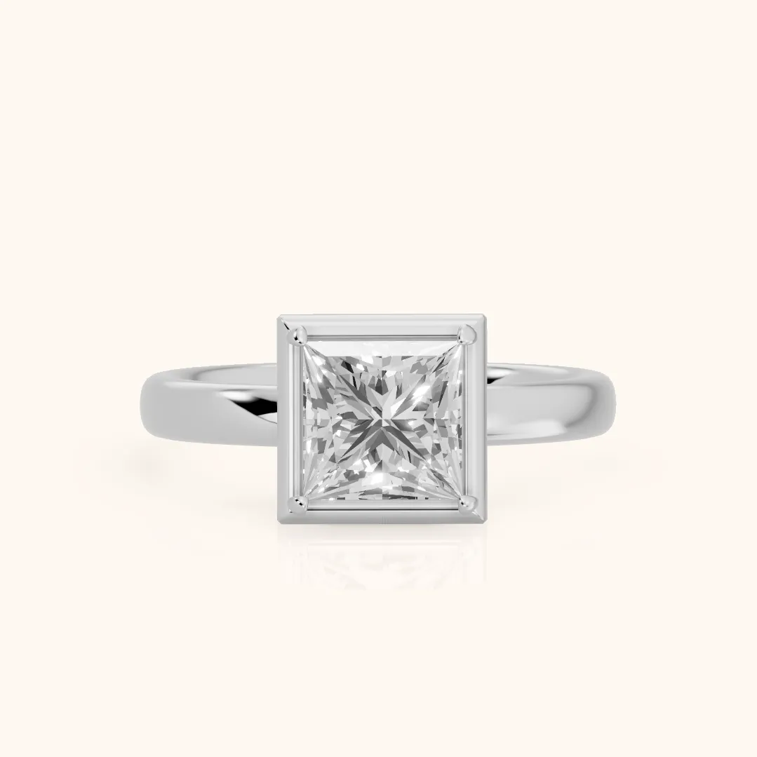 Alina Bezel Solitaire Princess Diamond Ring in Platinum — view 2
