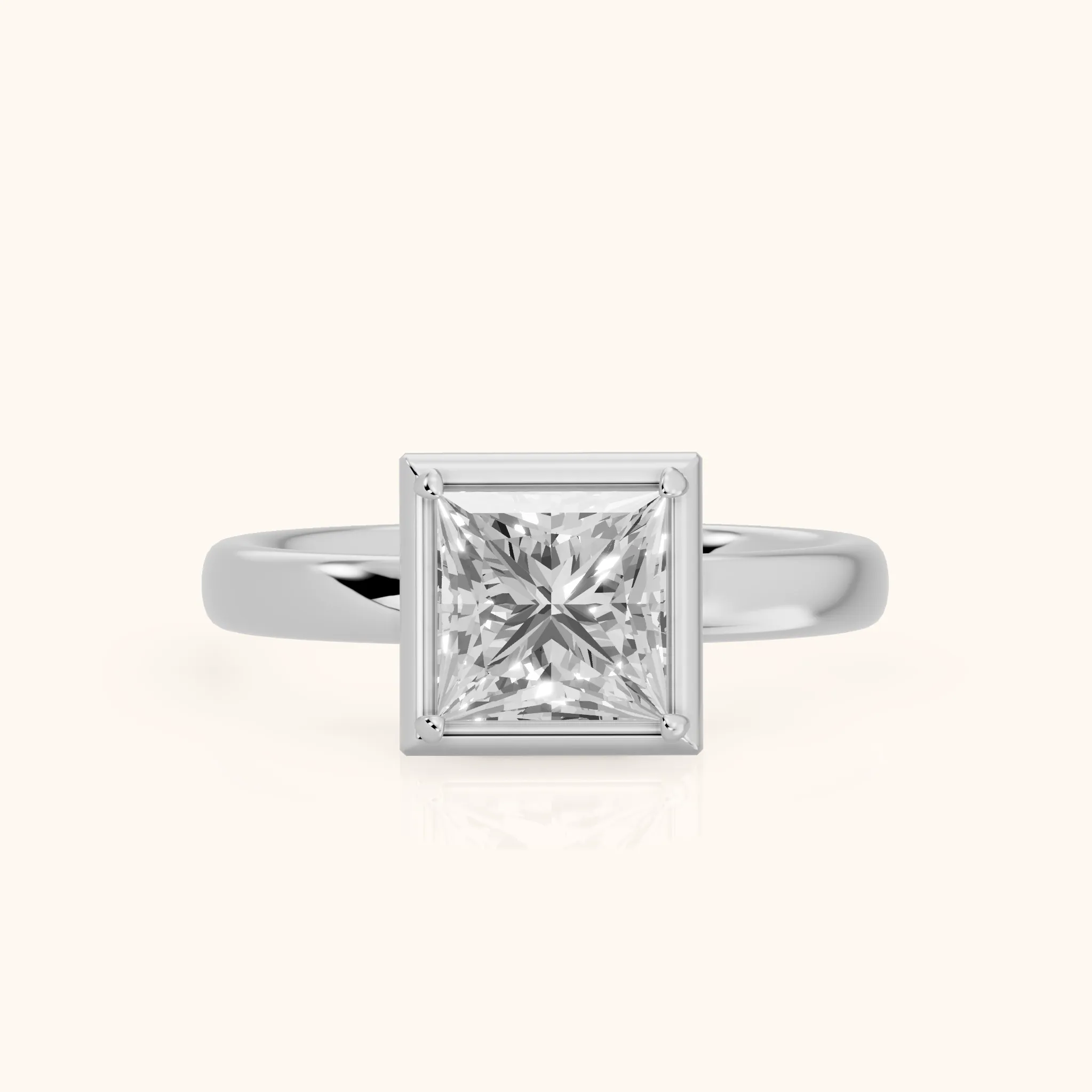 Alina Bezel Solitaire Princess Diamond Ring in Platinum — view 1