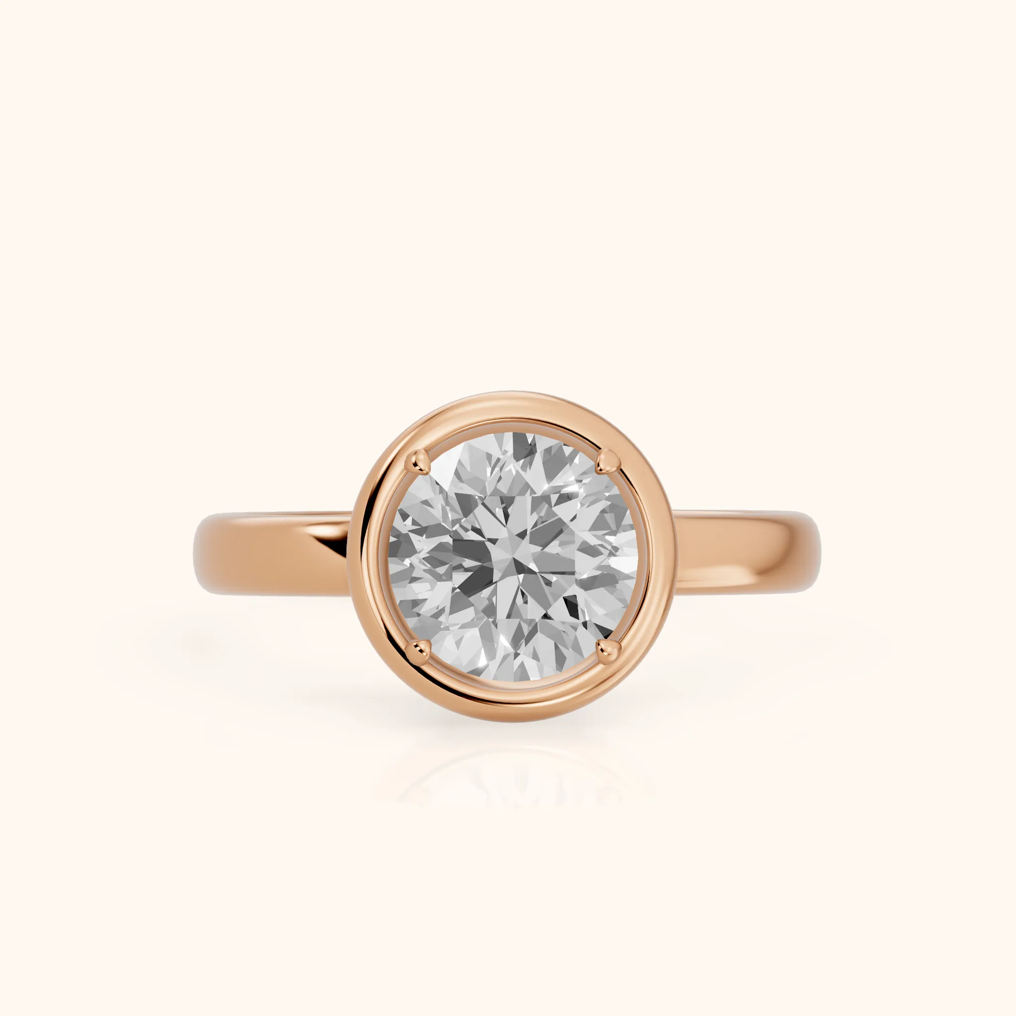 Alina Bezel Solitaire Round Diamond Ring in Rose Gold — view 1