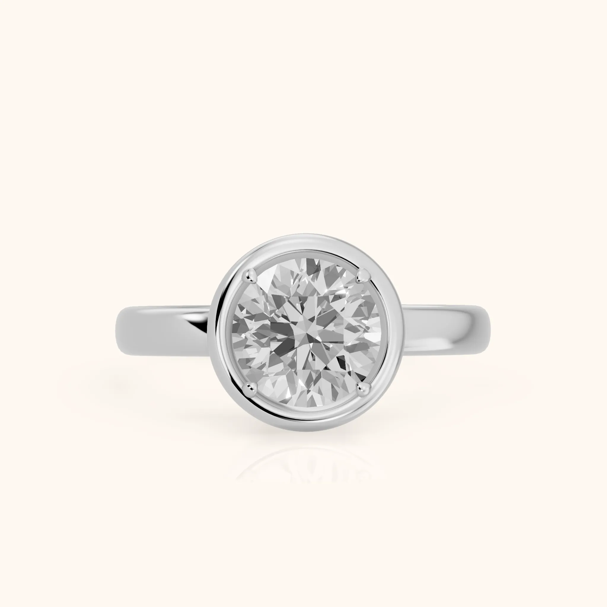 Alina Bezel Solitaire Round Diamond Ring in White Gold — view 1