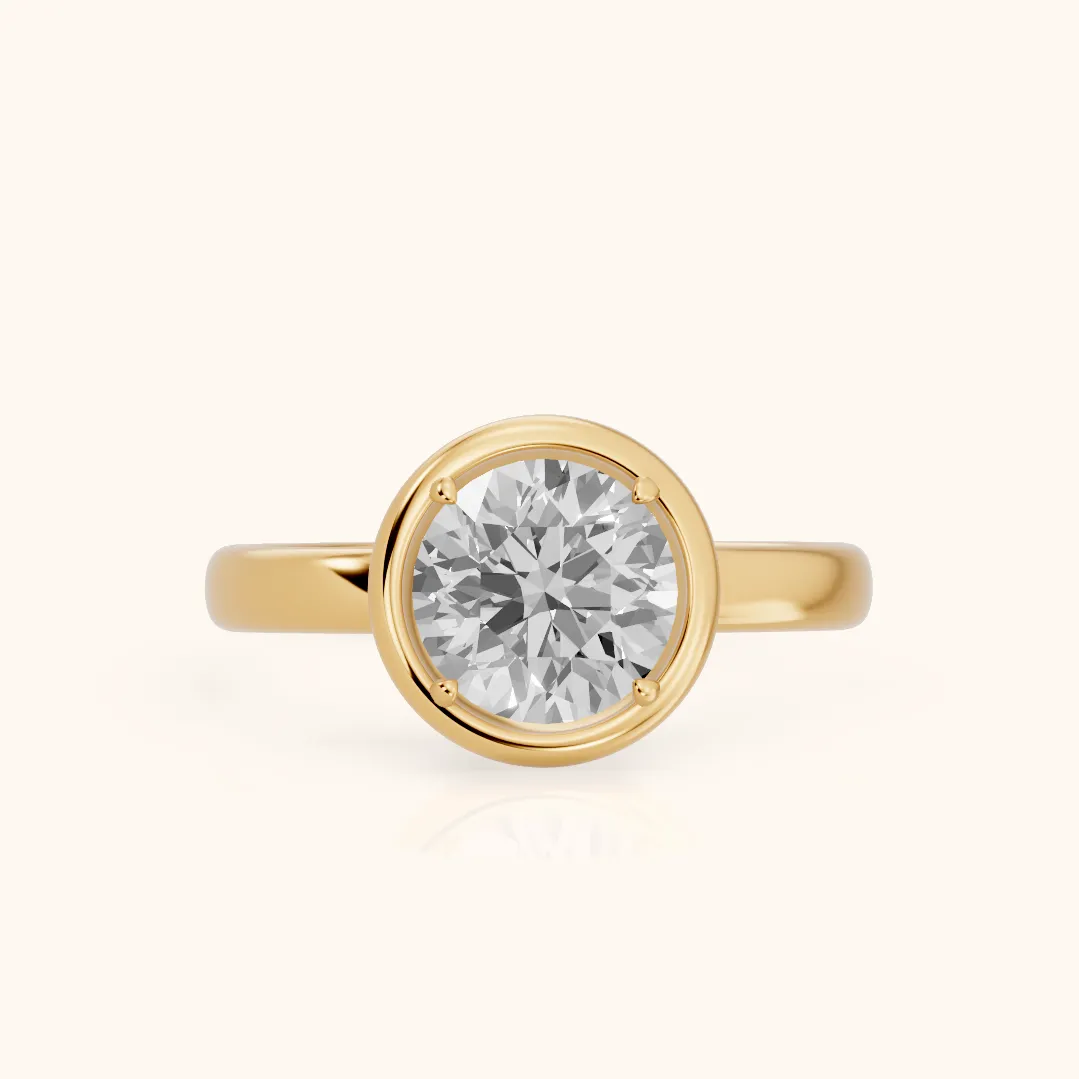 Alina Bezel Solitaire Round Diamond Ring in Yellow Gold — view 2