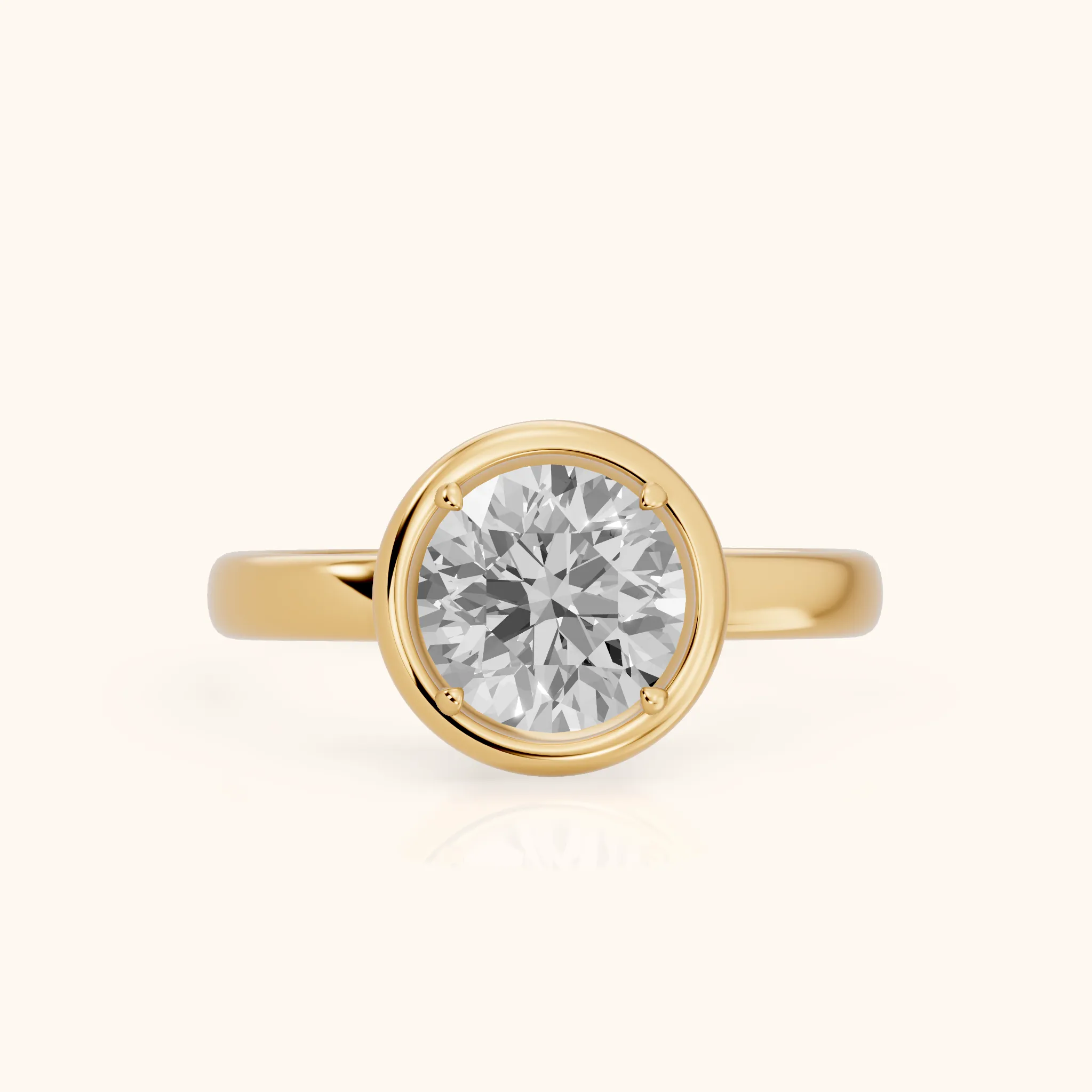 Alina Bezel Solitaire Round Diamond Ring in Yellow Gold — view 1