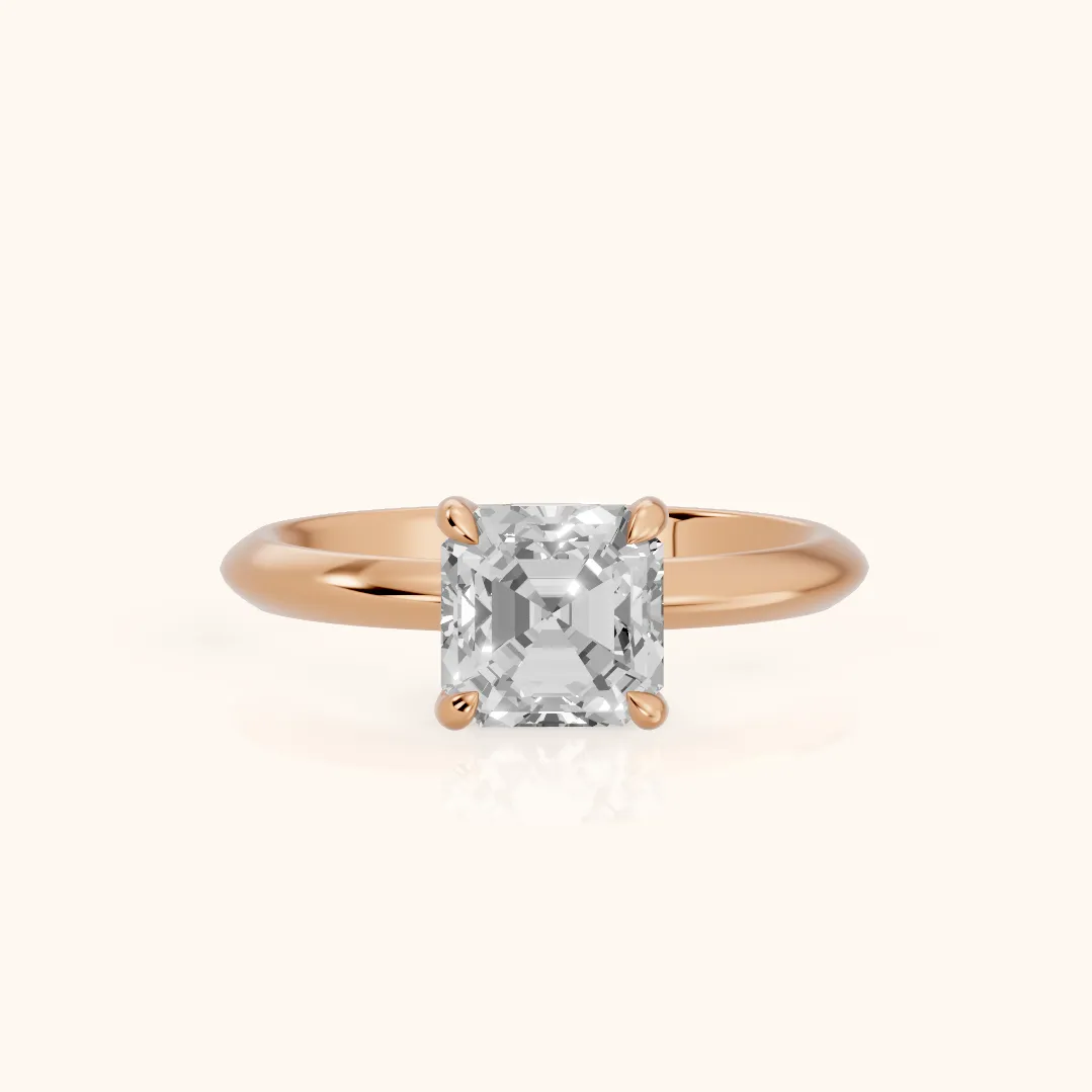 Amaya Hidden Halo Asscher Diamond Ring in Rose Gold — view 2