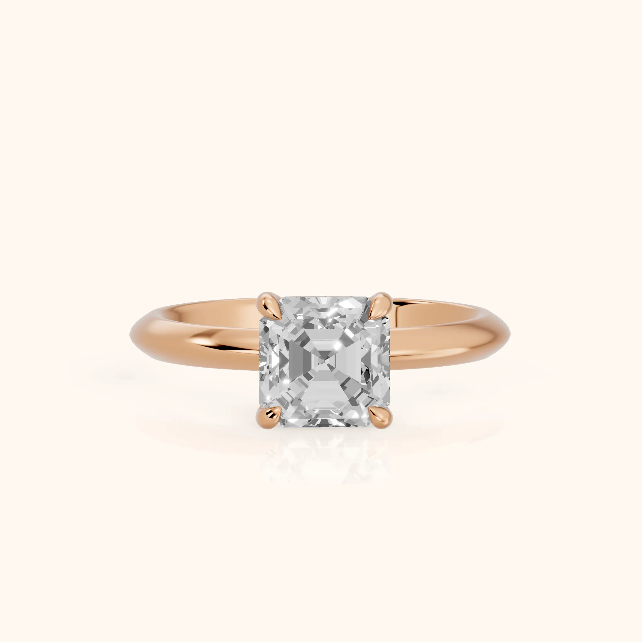 Amaya Hidden Halo Asscher Diamond Ring in Rose Gold — view 1