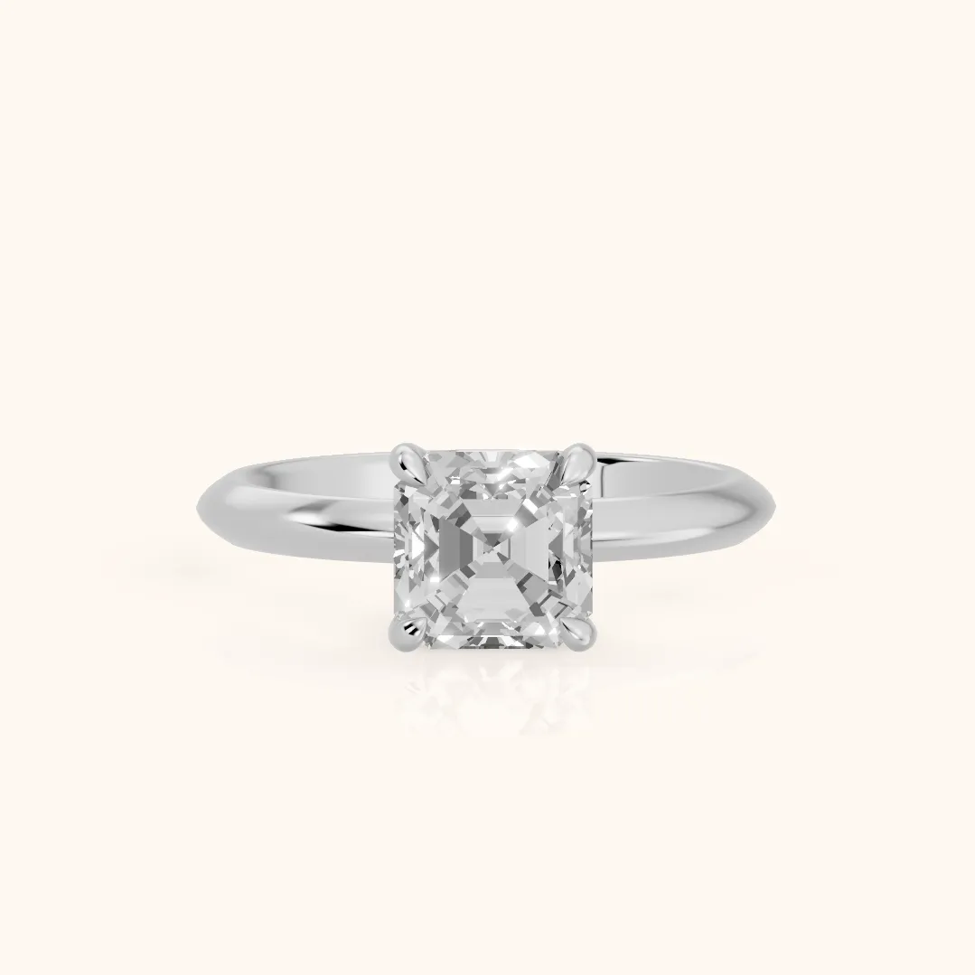 Amaya Hidden Halo Asscher Diamond Ring in Silver — view 2