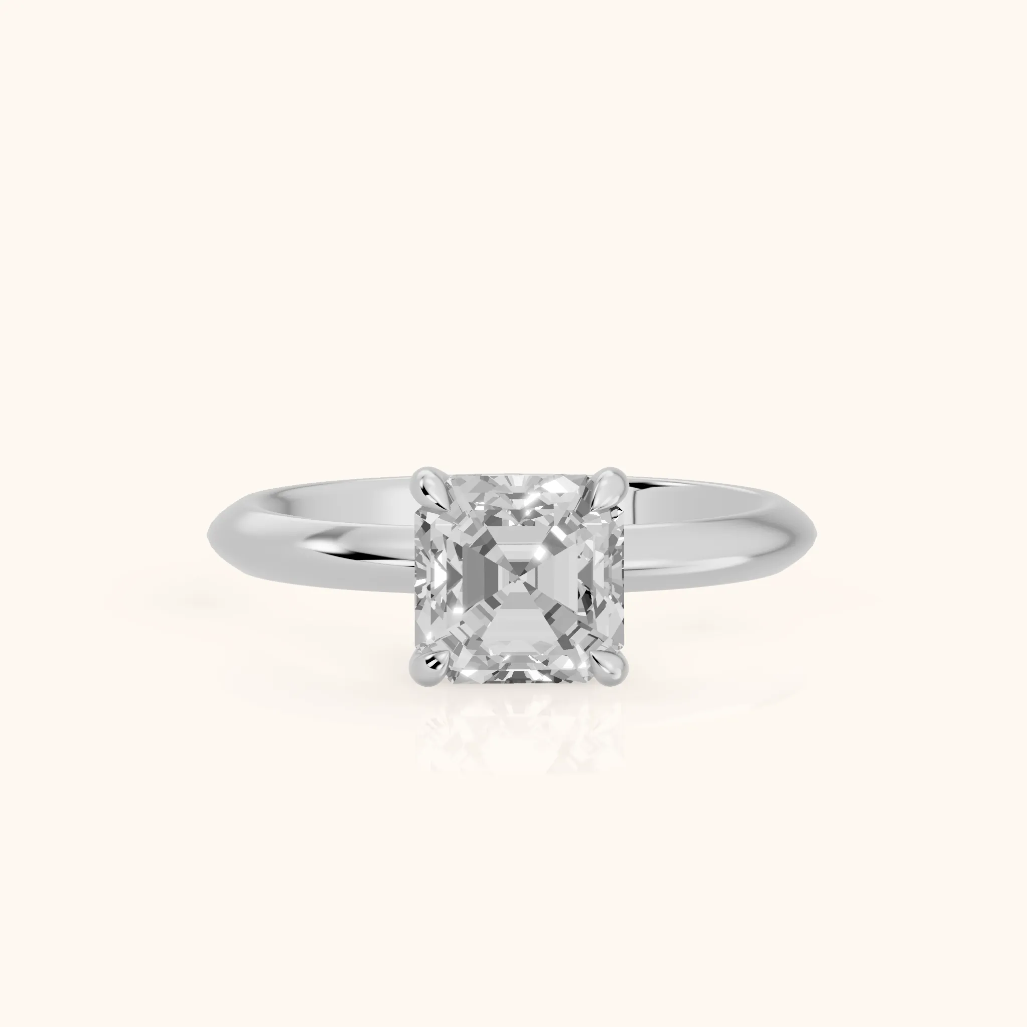 Amaya Hidden Halo Asscher Diamond Ring in Silver — view 1