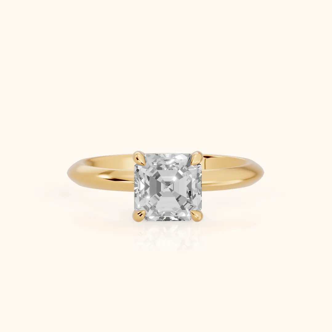 Amaya Hidden Halo Asscher Diamond Ring in Yellow Gold — view 2