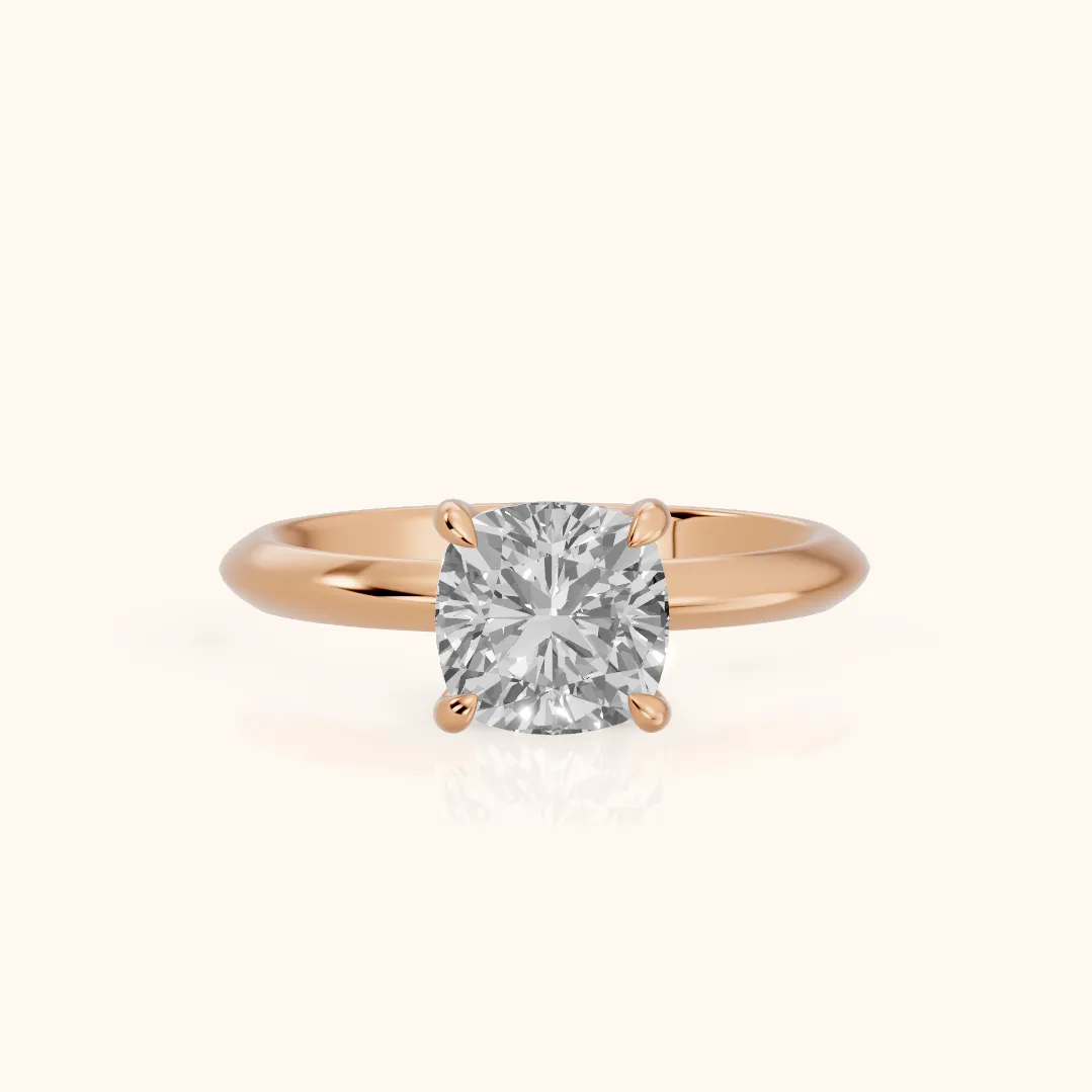 Amaya Hidden Halo Cushion Diamond Engagement Ring in Rose Gold — view 2