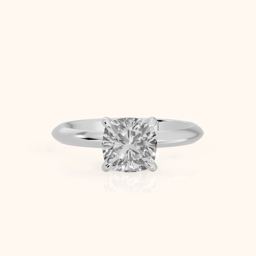 Amaya Hidden Halo Cushion Diamond Ring in Silver — view 2