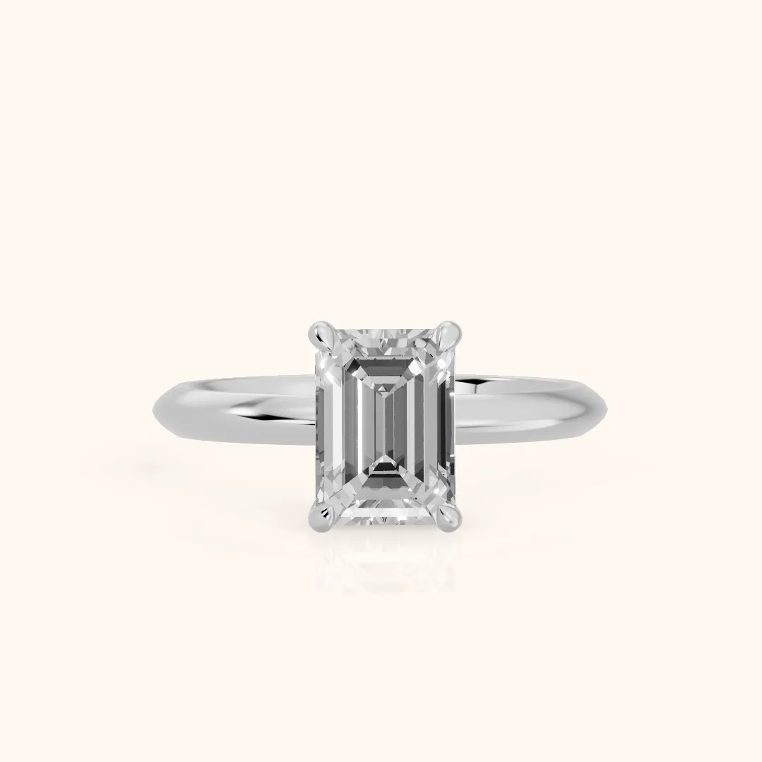 Amaya Hidden Halo Emerald Diamond Ring in Platinum — view 2