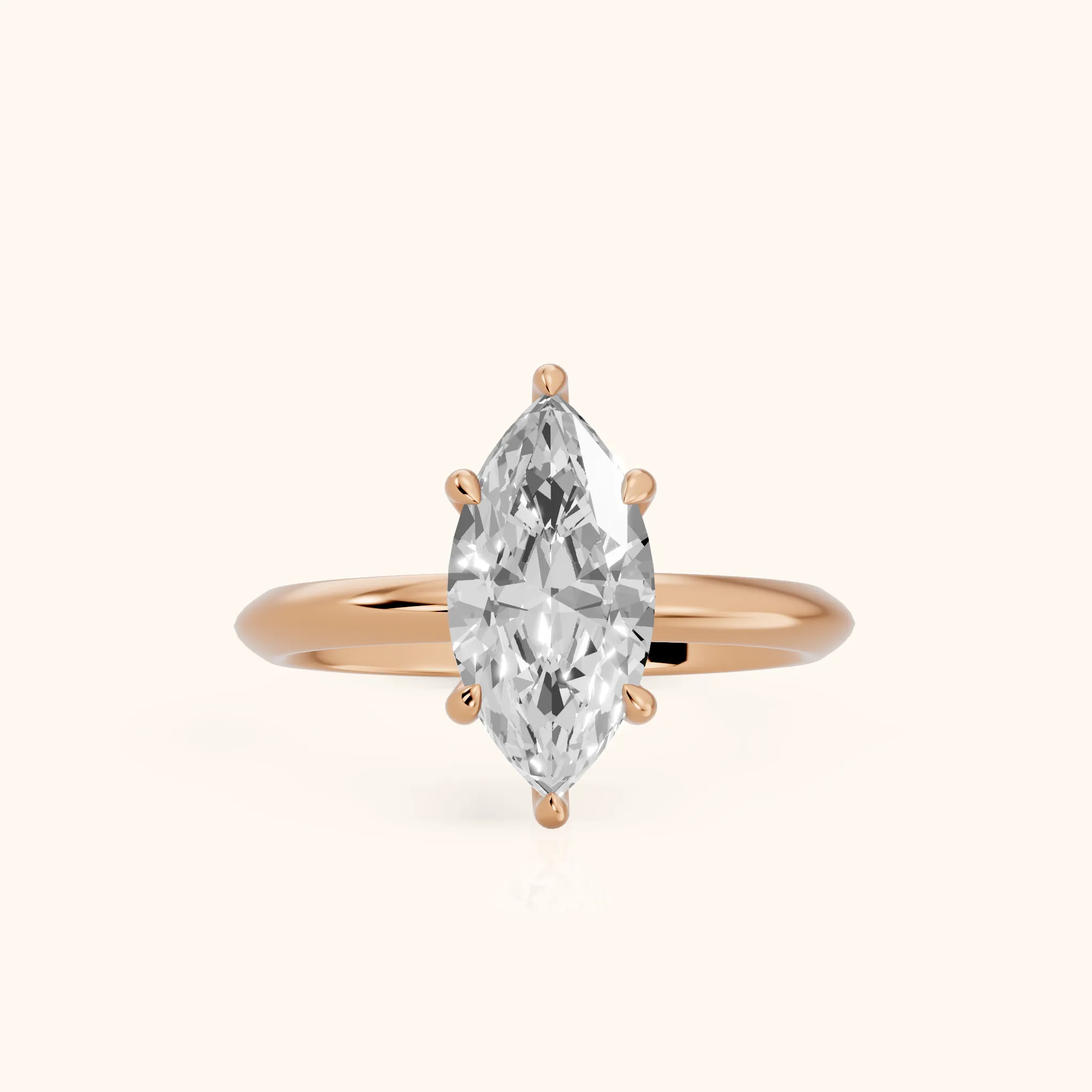 Amaya Hidden Halo Marquise Diamond Ring in Rose Gold — view 1
