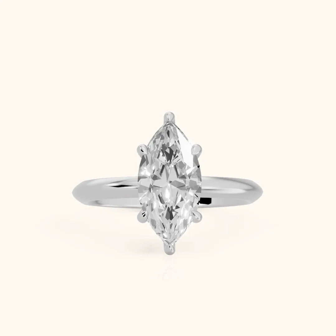 Amaya Hidden Halo Marquise Diamond Ring in Silver — view 2
