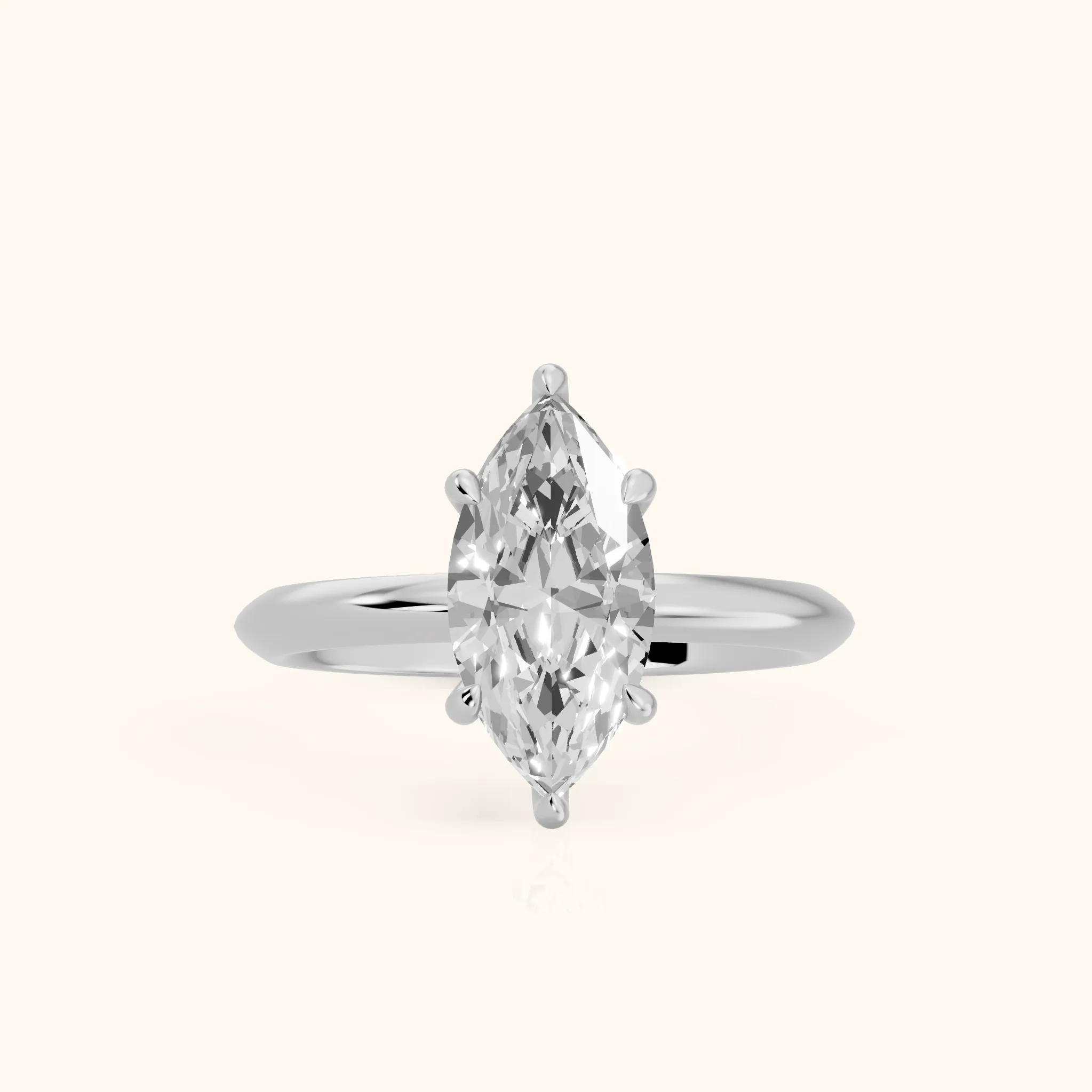 Amaya Hidden Halo Marquise Diamond Ring in Silver — view 1