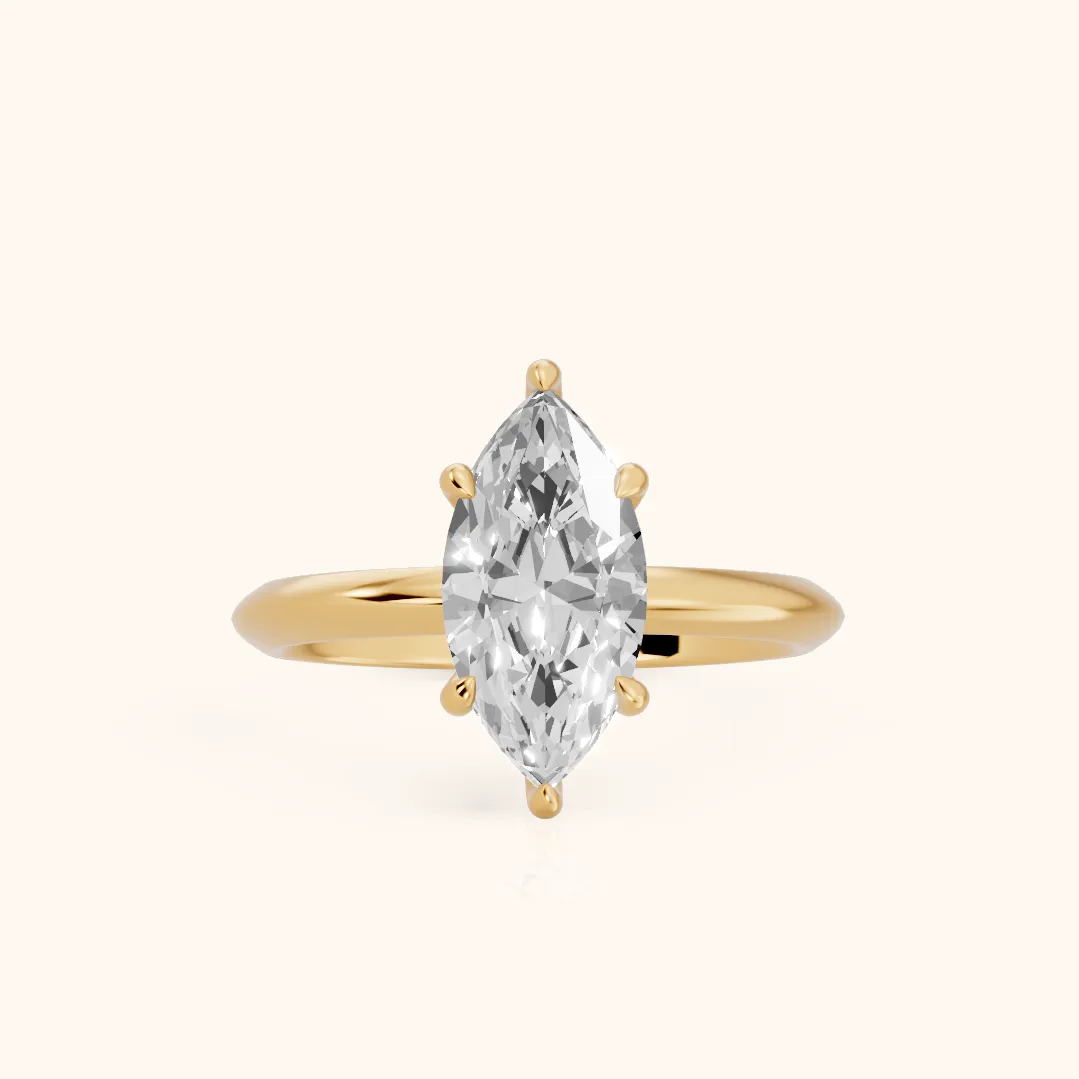 Amaya Hidden Halo Marquise Diamond Ring in Yellow Gold — view 2