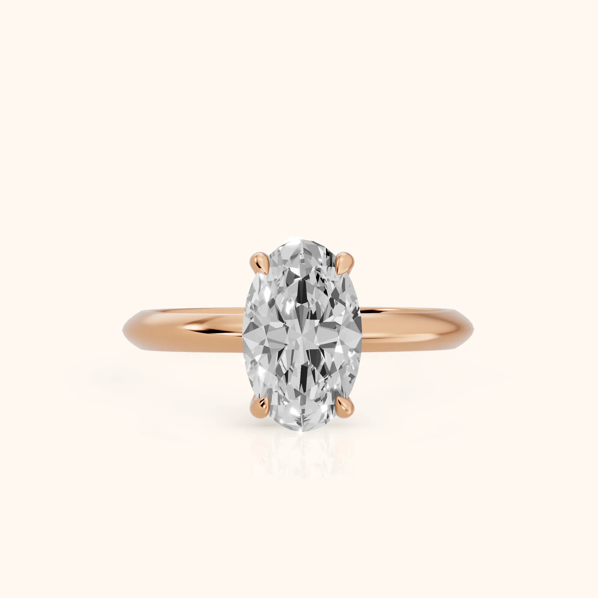 Amaya Hidden Halo Oval Diamond Ring in Rose Gold — view 1